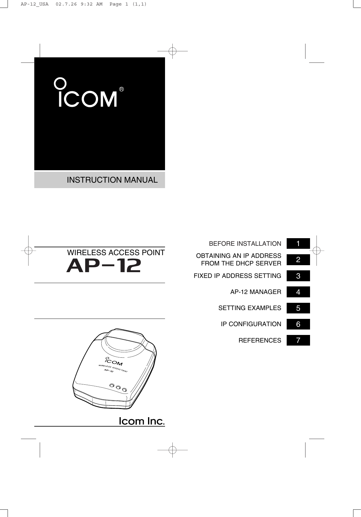User Guide Icom Icom Ap 12 Users Manual 12_USA