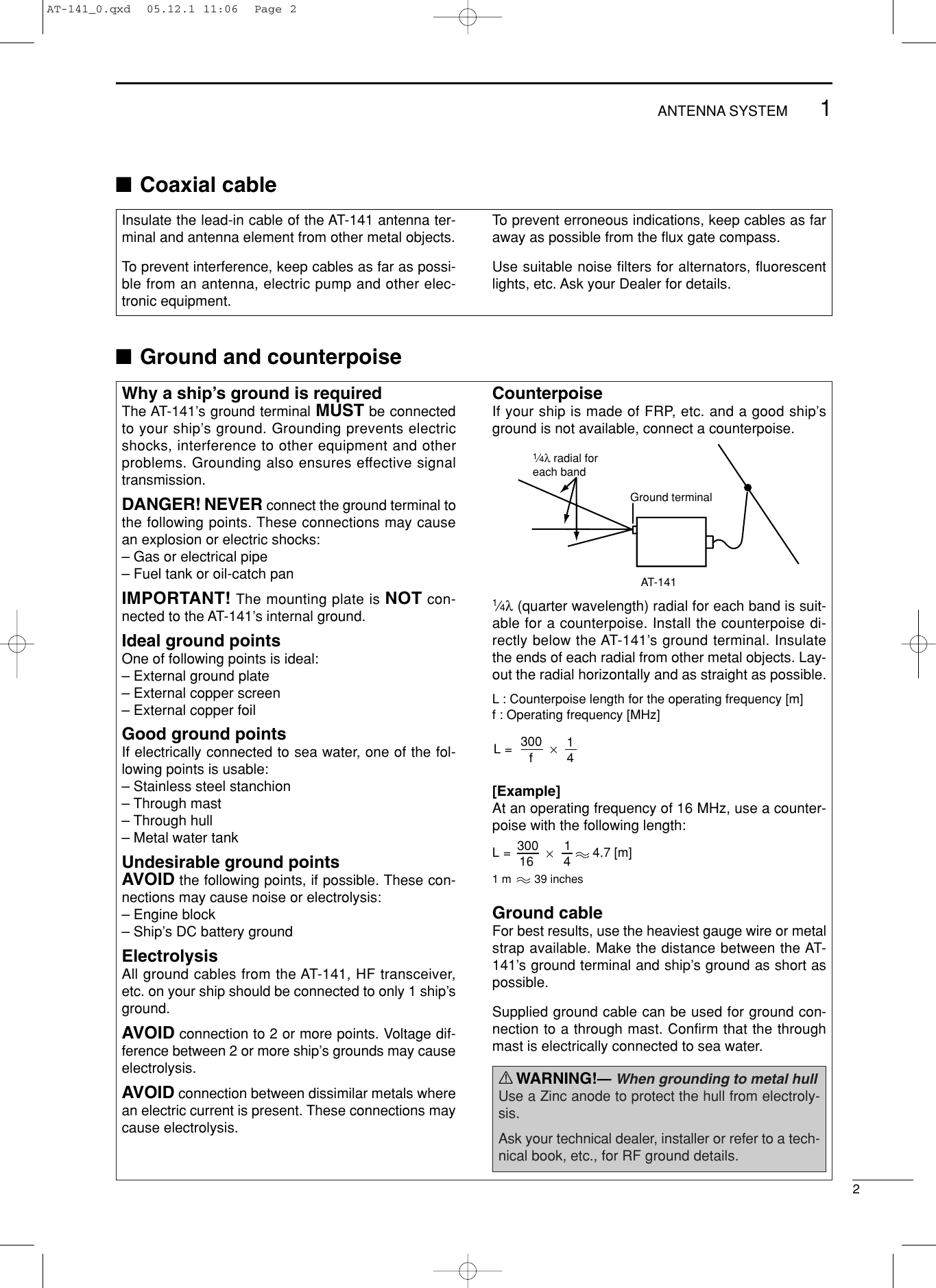 Page 5 of 11 - Icom Icom-At-141-Users-Manual- AT-141 Instruction Manual  Icom-at-141-users-manual