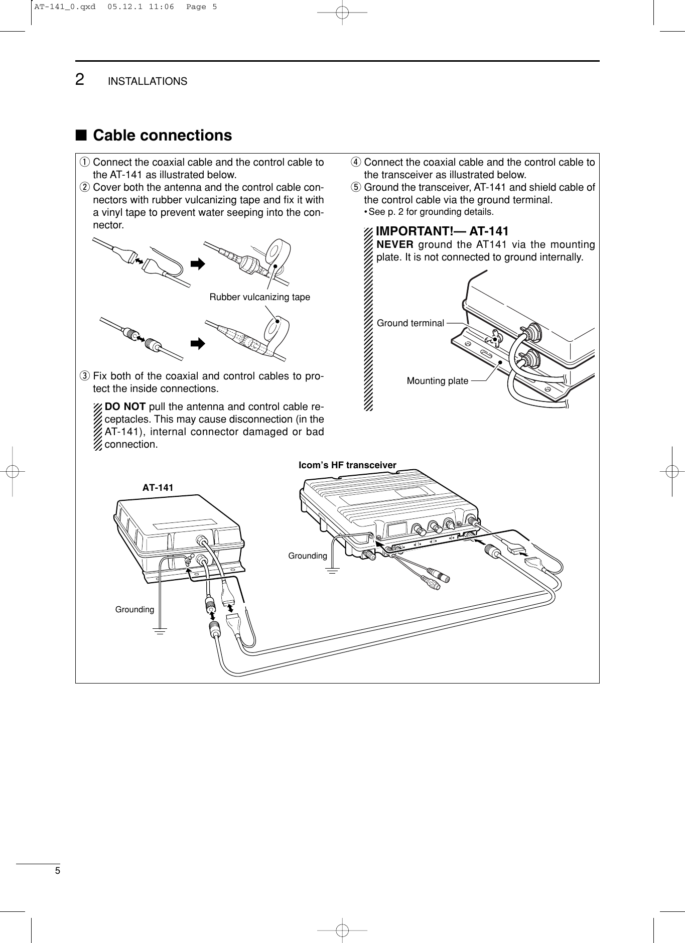 Page 8 of 11 - Icom Icom-At-141-Users-Manual- AT-141 Instruction Manual  Icom-at-141-users-manual