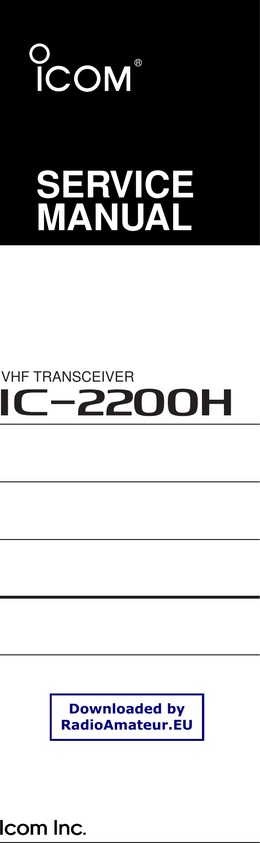 Icom I2200H Users Manual IC 2200H Service
