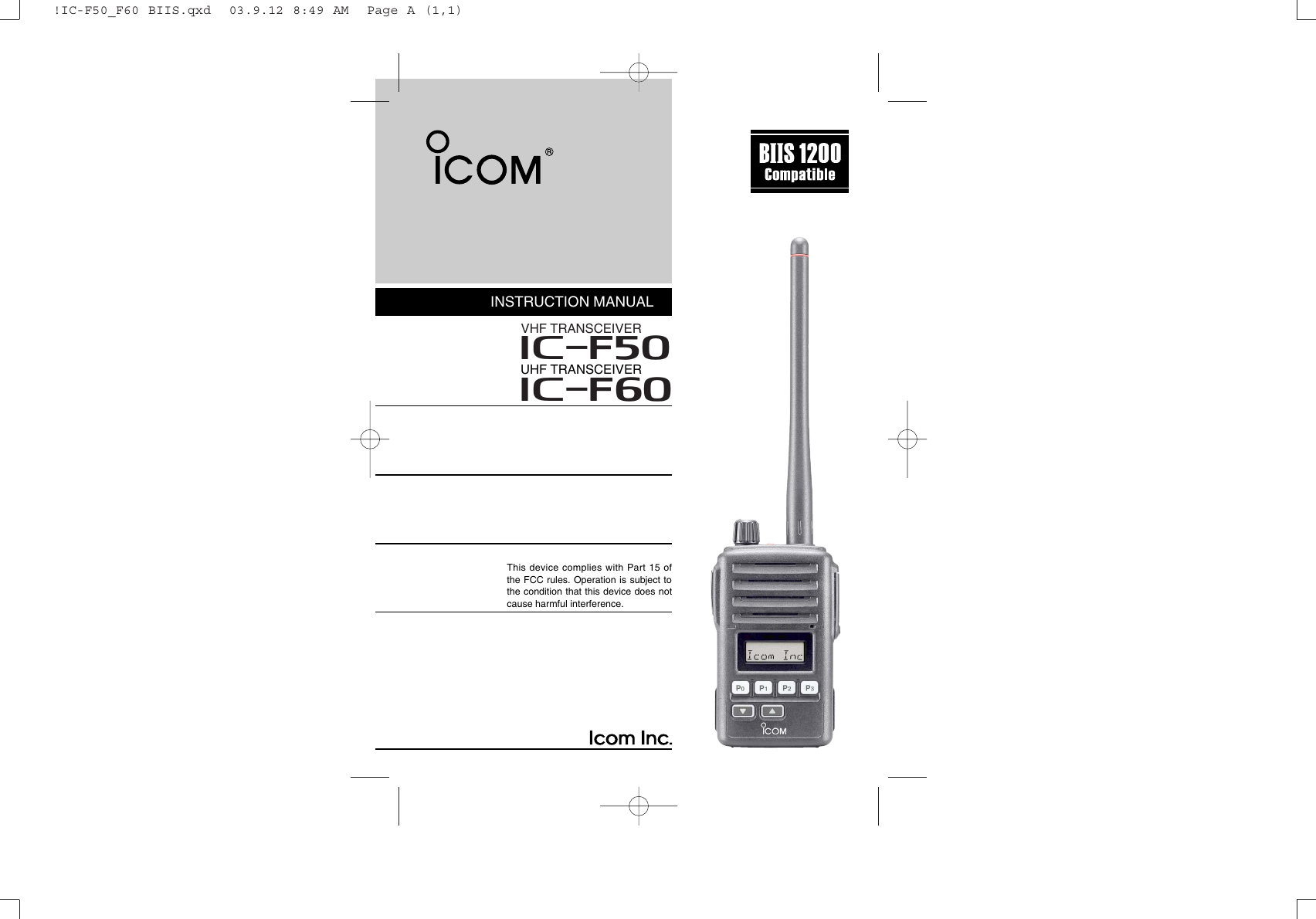 User Guide Icom Icom If50 Users Manual !IC F50_F60 BIIS