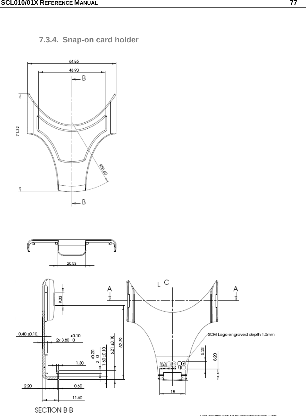 SCL010/01X REFERENCE MANUAL   77 7.3.4.  Snap-on card holder     