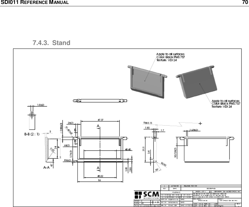 SDI011 REFERENCE MANUAL    70   7.4.3.  Stand  