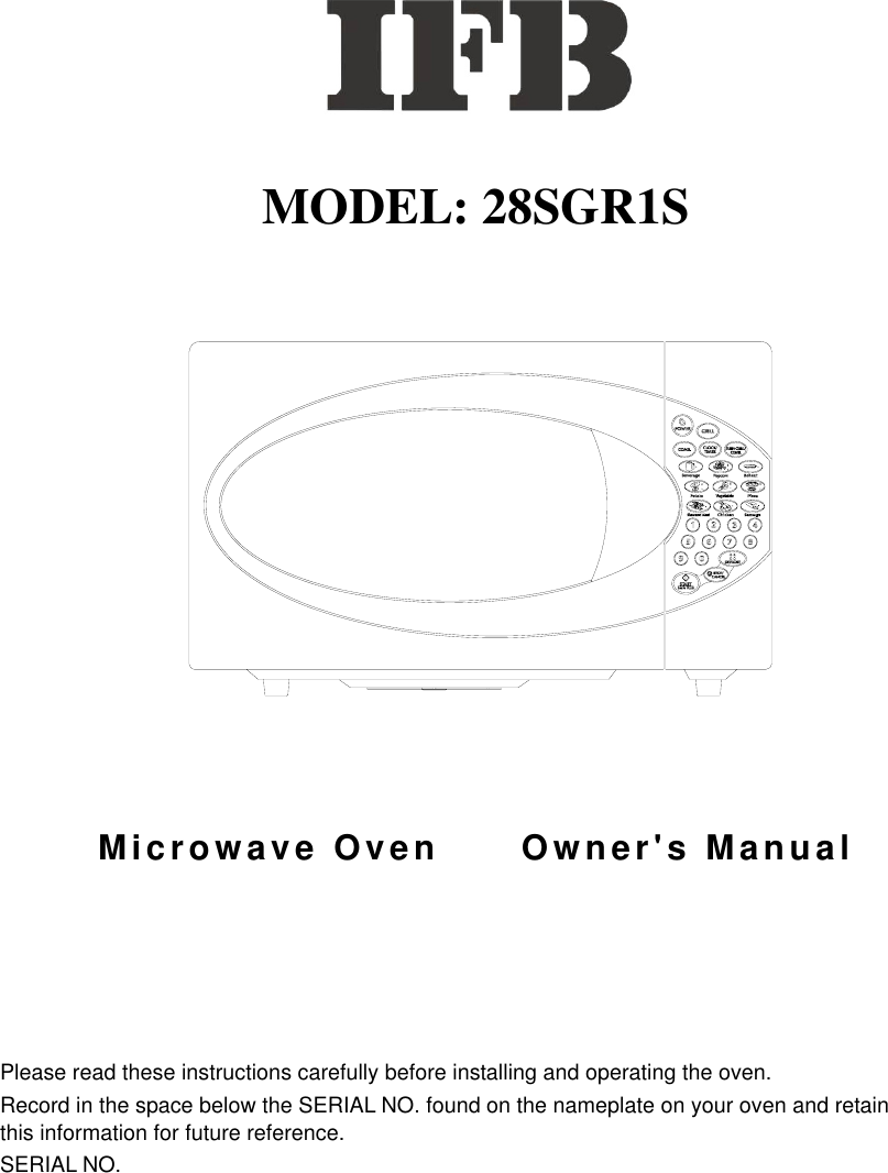 Page 1 of 11 - Ifb-Appliances Ifb-Appliances-28Sgr-1S-Users-Manual-  Ifb-appliances-28sgr-1s-users-manual