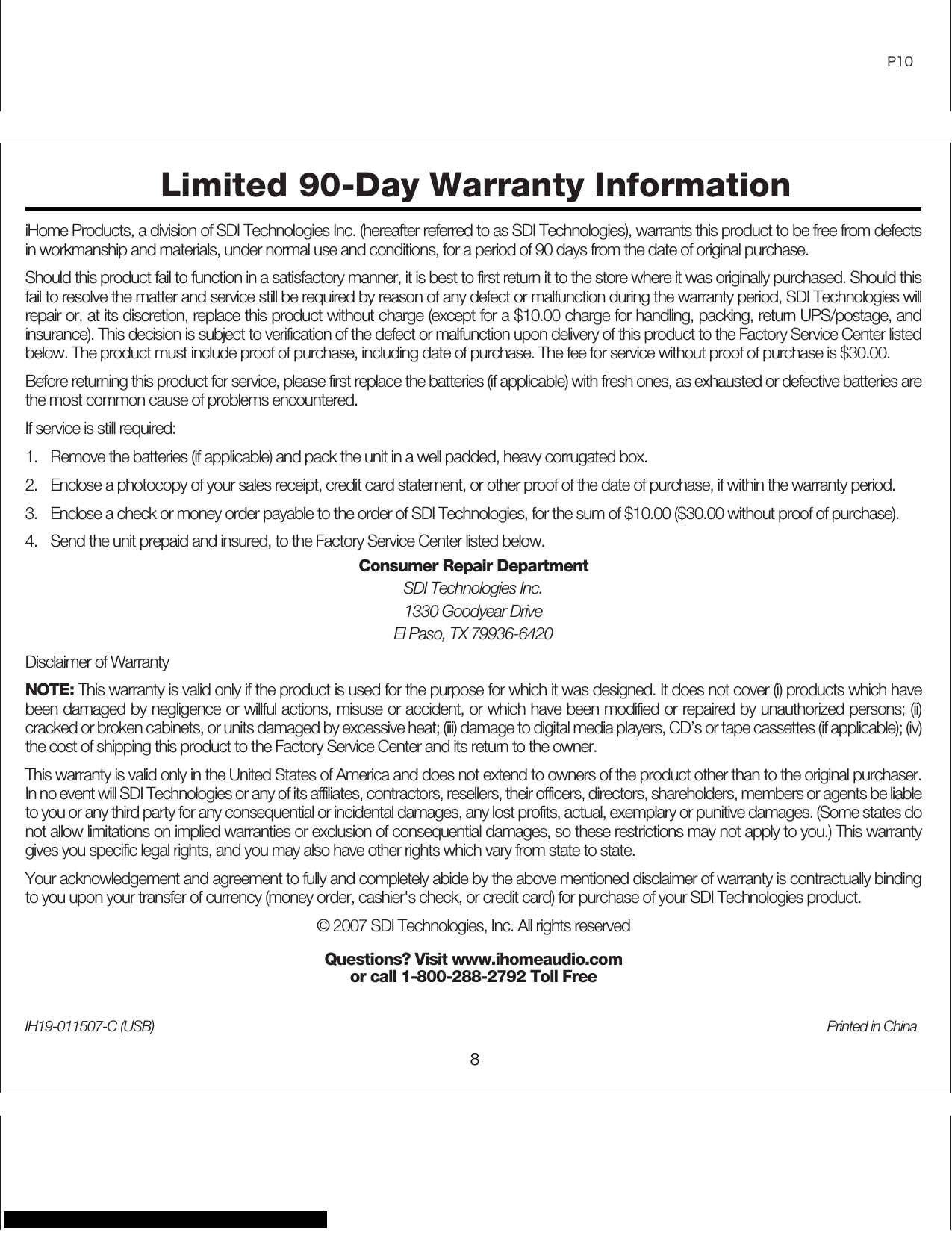 Page 10 of 10 - Ihome Ihome-2Go-Ih19-Quick-Start-Guide-820245 ManualsLib - Makes It Easy To Find Manuals Online! User Manual