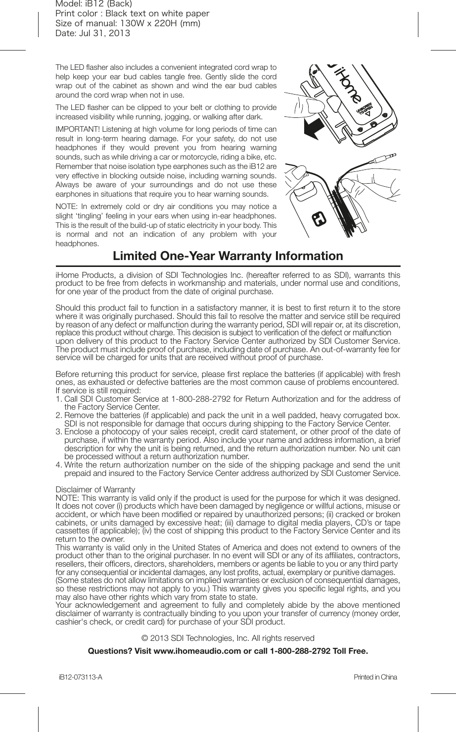 Page 2 of 2 - Ihome Ihome-Ib12-Users-Manual- IB12 IB_07-31-2013  Ihome-ib12-users-manual