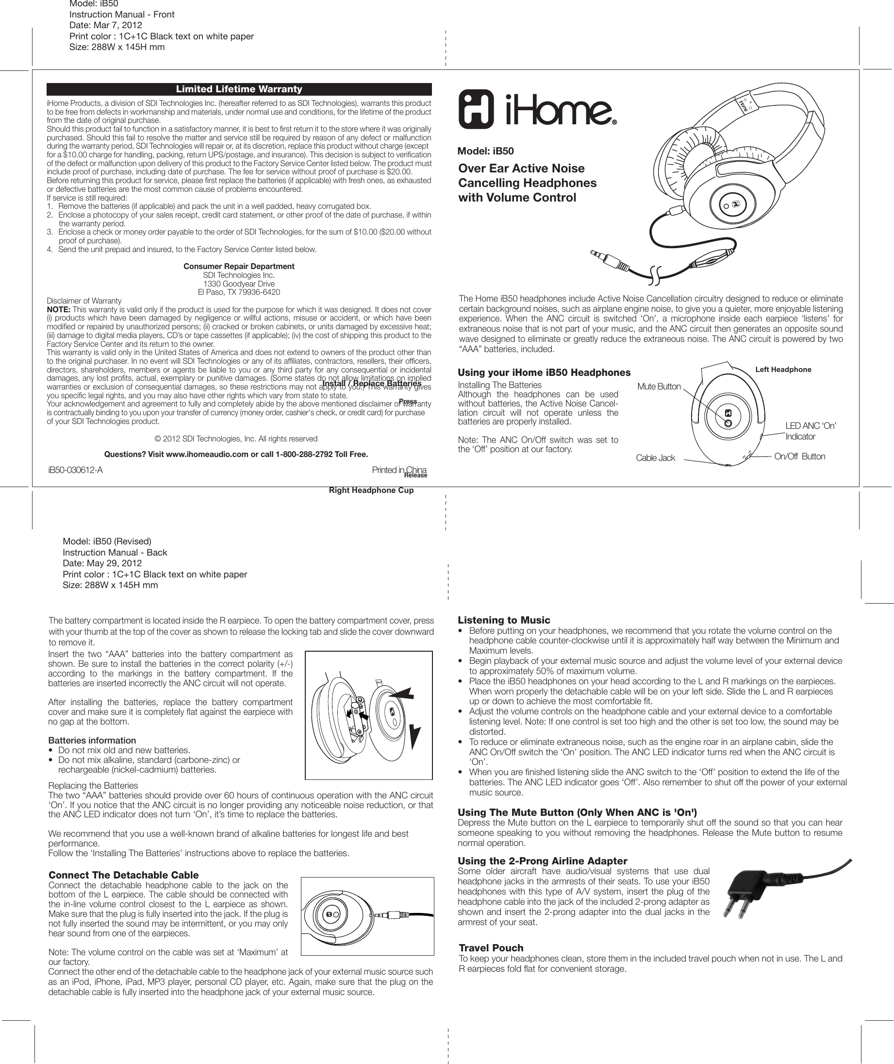 Page 2 of 2 - Ihome Ihome-Ib50-Users-Manual- IB50 IB May-29-12  Ihome-ib50-users-manual