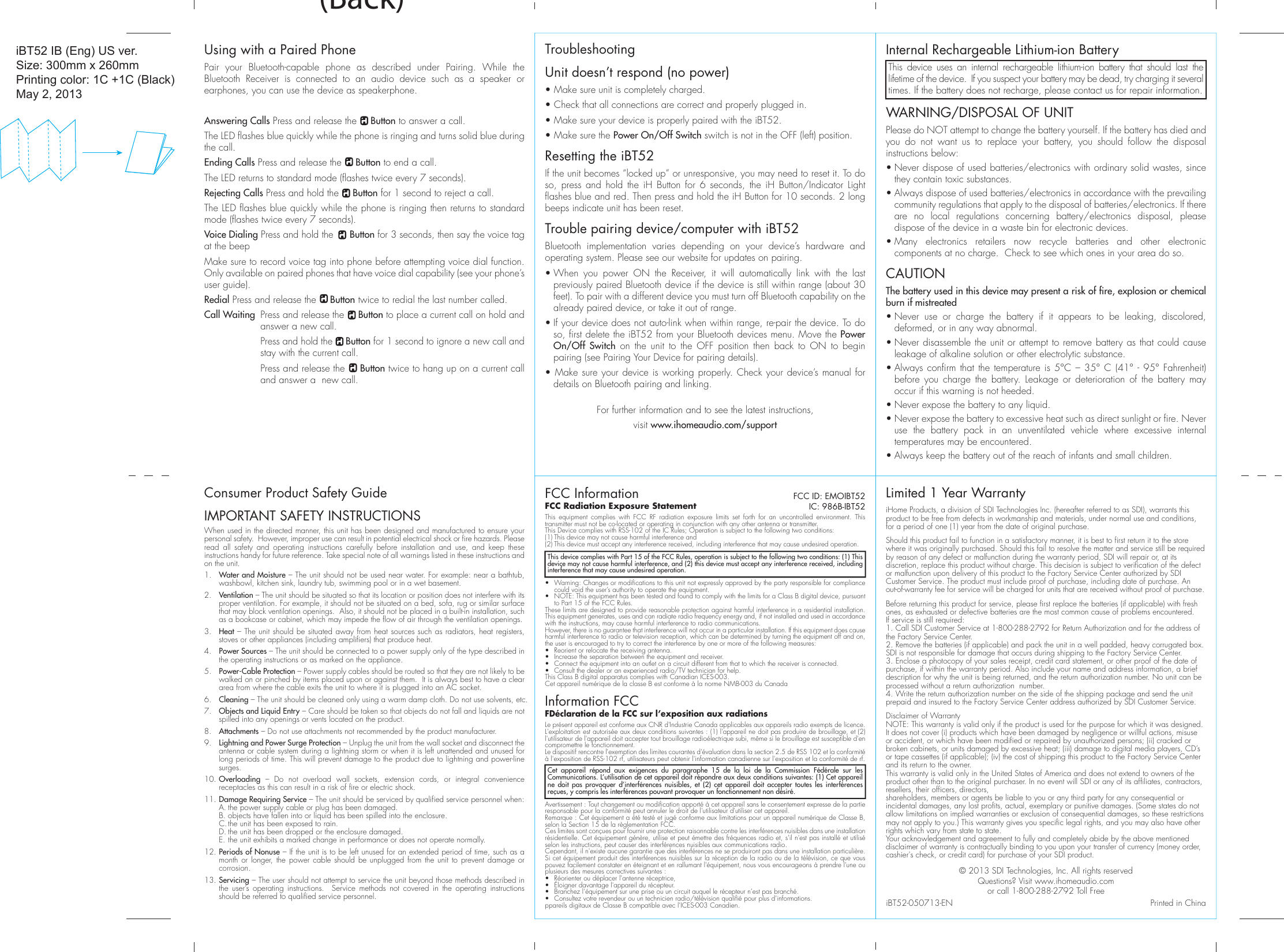 Page 10 of 12 - Ihome Ihome-Ibt52-Users-Manual-  Ihome-ibt52-users-manual