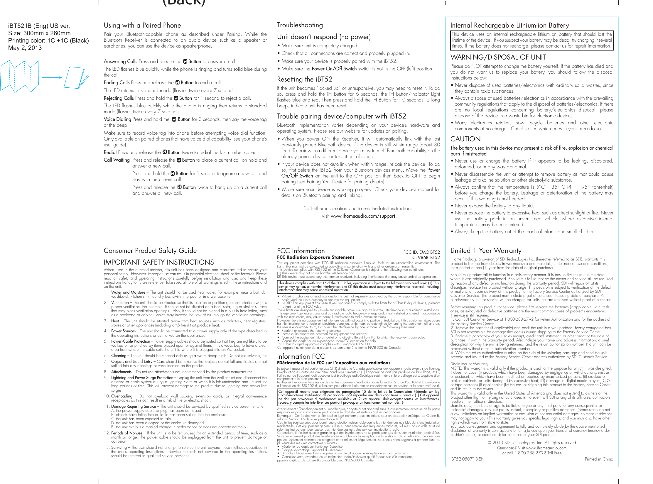 Page 11 of 12 - Ihome Ihome-Ibt52-Users-Manual-  Ihome-ibt52-users-manual