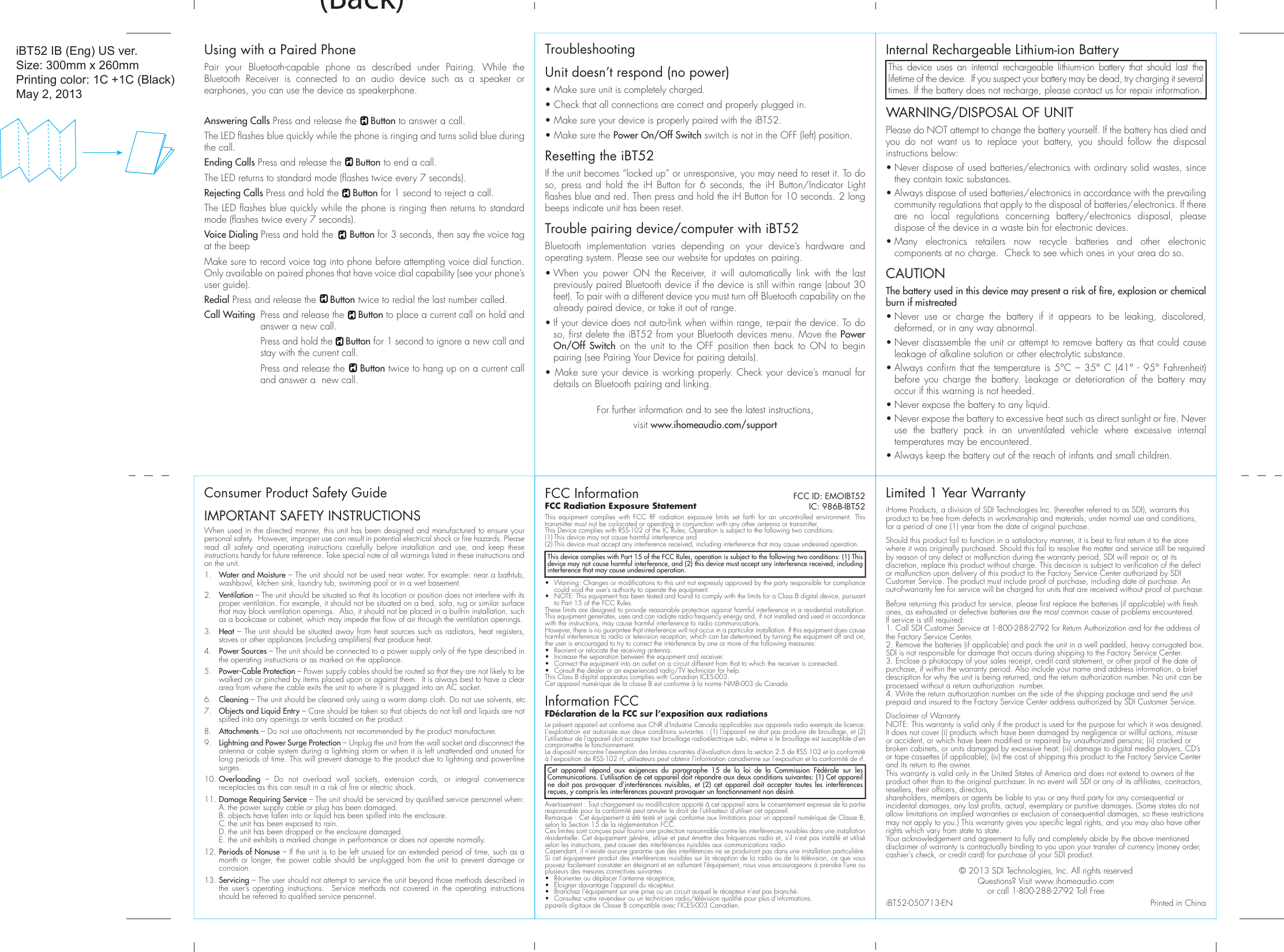 Page 7 of 12 - Ihome Ihome-Ibt52-Users-Manual-  Ihome-ibt52-users-manual