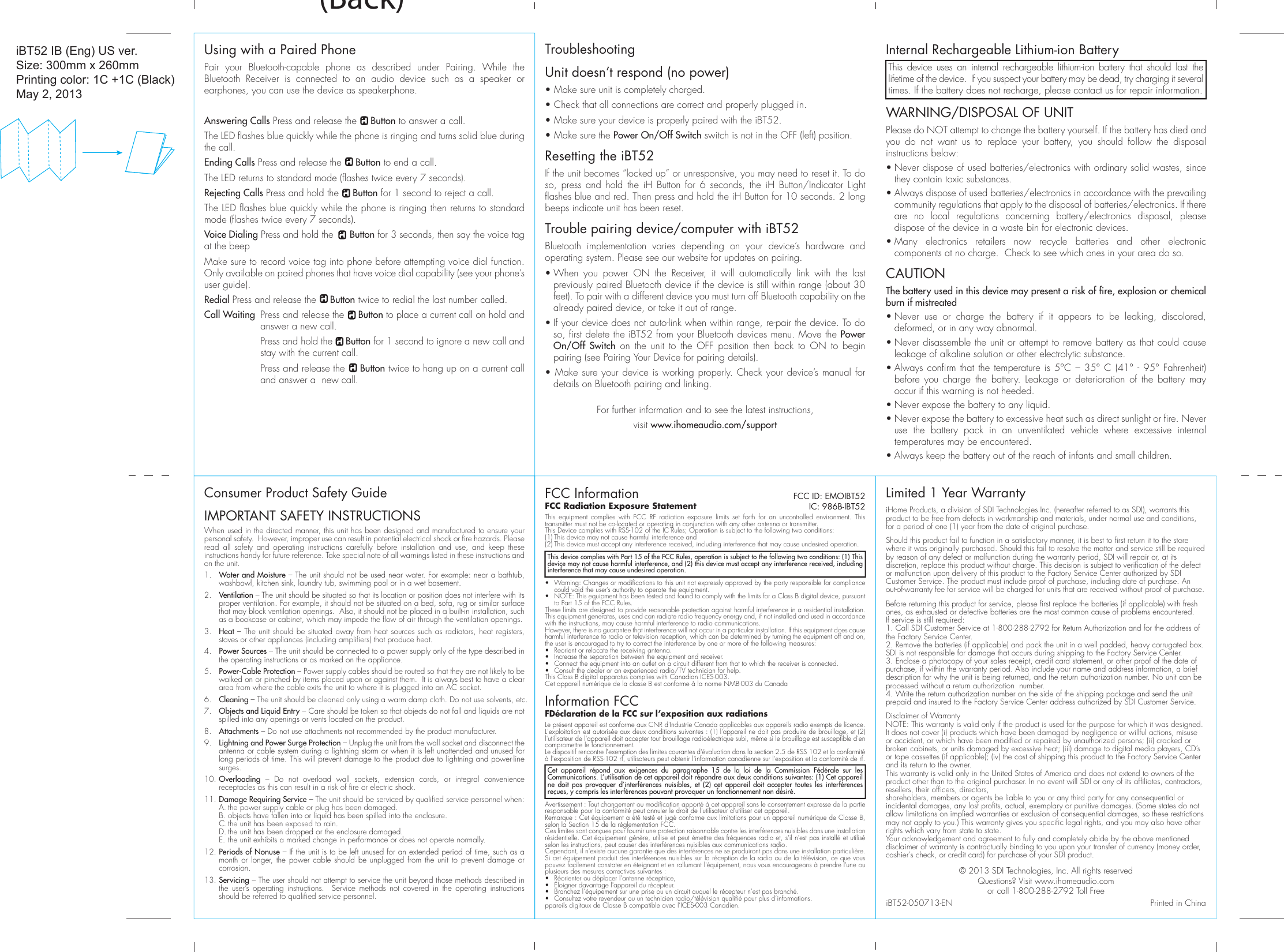 Page 9 of 12 - Ihome Ihome-Ibt52-Users-Manual-  Ihome-ibt52-users-manual