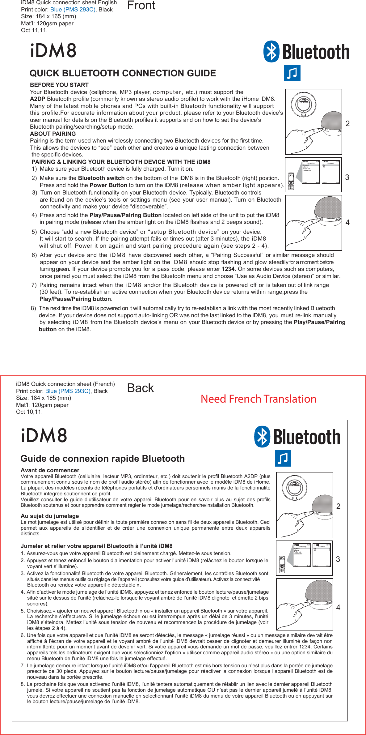 Page 1 of 2 - Ihome Ihome-Idm8-Owner-S-Manual IDM8 Pairing Guide 101111
