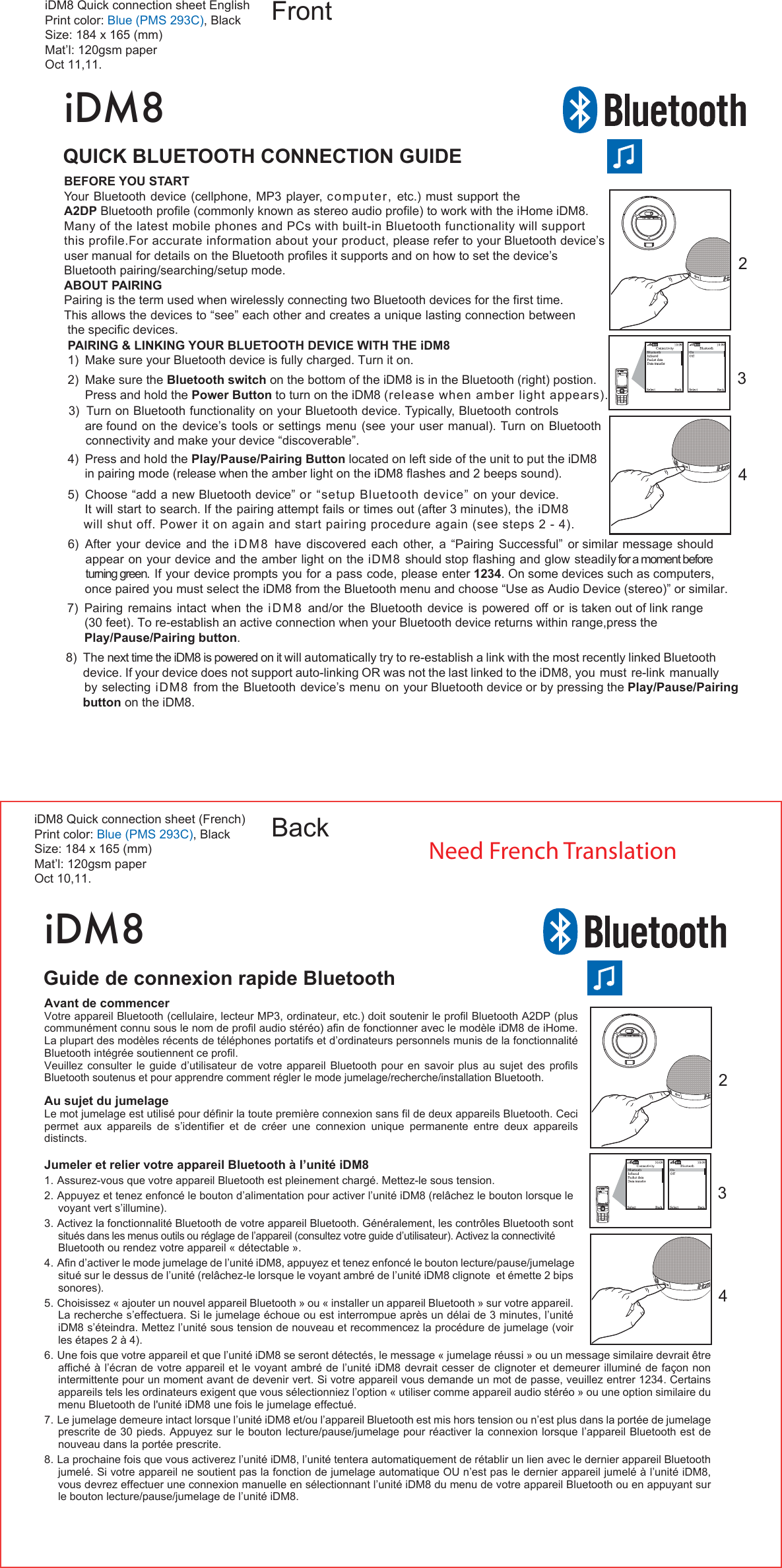 Page 2 of 2 - Ihome Ihome-Idm8-Owner-S-Manual IDM8 Pairing Guide 101111