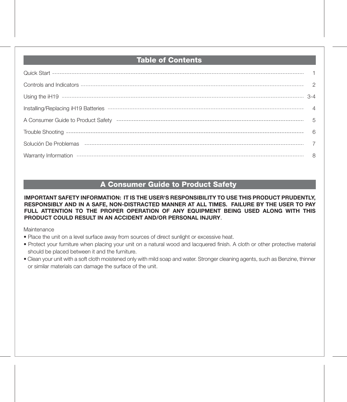 Page 2 of 10 - Ihome Ihome-Ih19-Users-Manual-  Ihome-ih19-users-manual