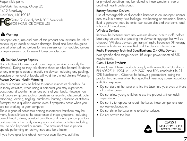 Page 7 of 8 - Ihome Ihome-Ih-M182Zb-Users-Manual-  Ihome-ih-m182zb-users-manual