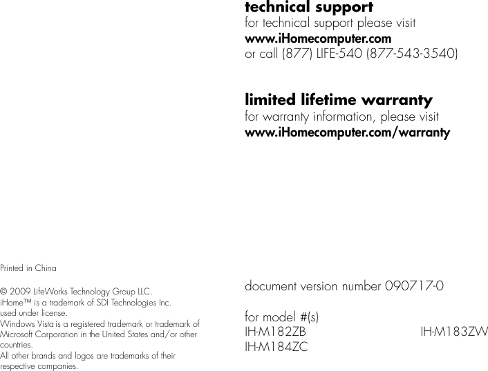 Page 8 of 8 - Ihome Ihome-Ih-M182Zb-Users-Manual-  Ihome-ih-m182zb-users-manual