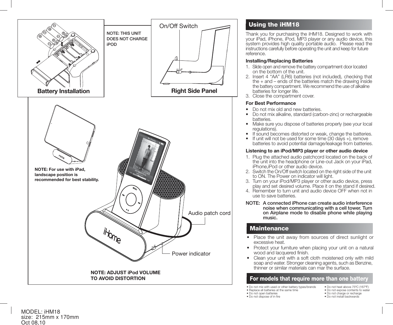 Ihome Ihm Users Manual