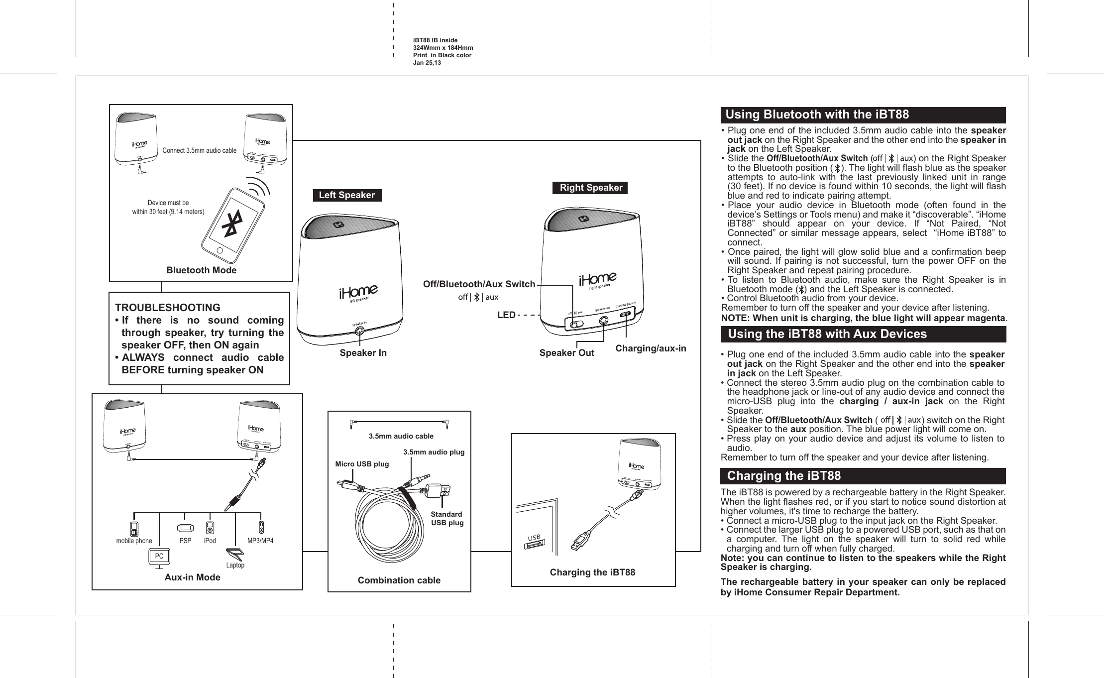 Ihome Users Manual IBT88 IB 012513