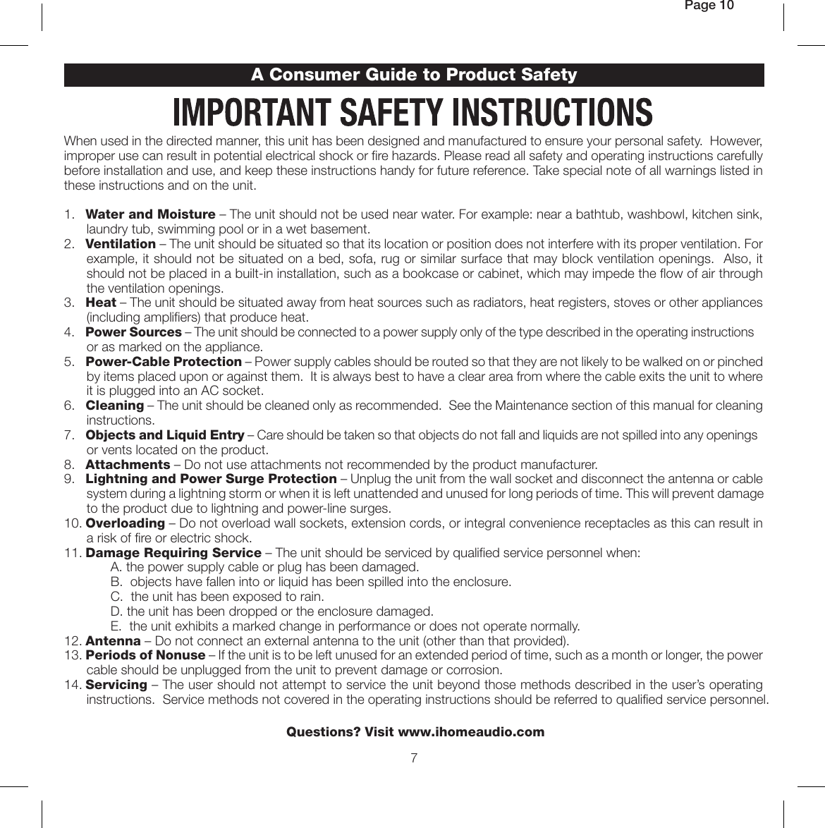 Page 10 of 12 - Ihome Ihome-Ip18-Users-Manual-  Ihome-ip18-users-manual