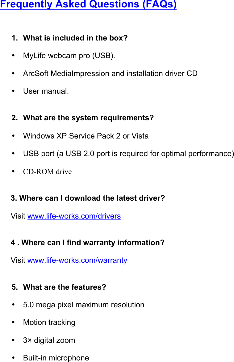 Page 2 of 7 - Ihome Ihome-Mylife-Ih-W310Ns-Users-Manual- MyLife Notebook Webcam 5.0 Megapixal  Ihome-mylife-ih-w310ns-users-manual