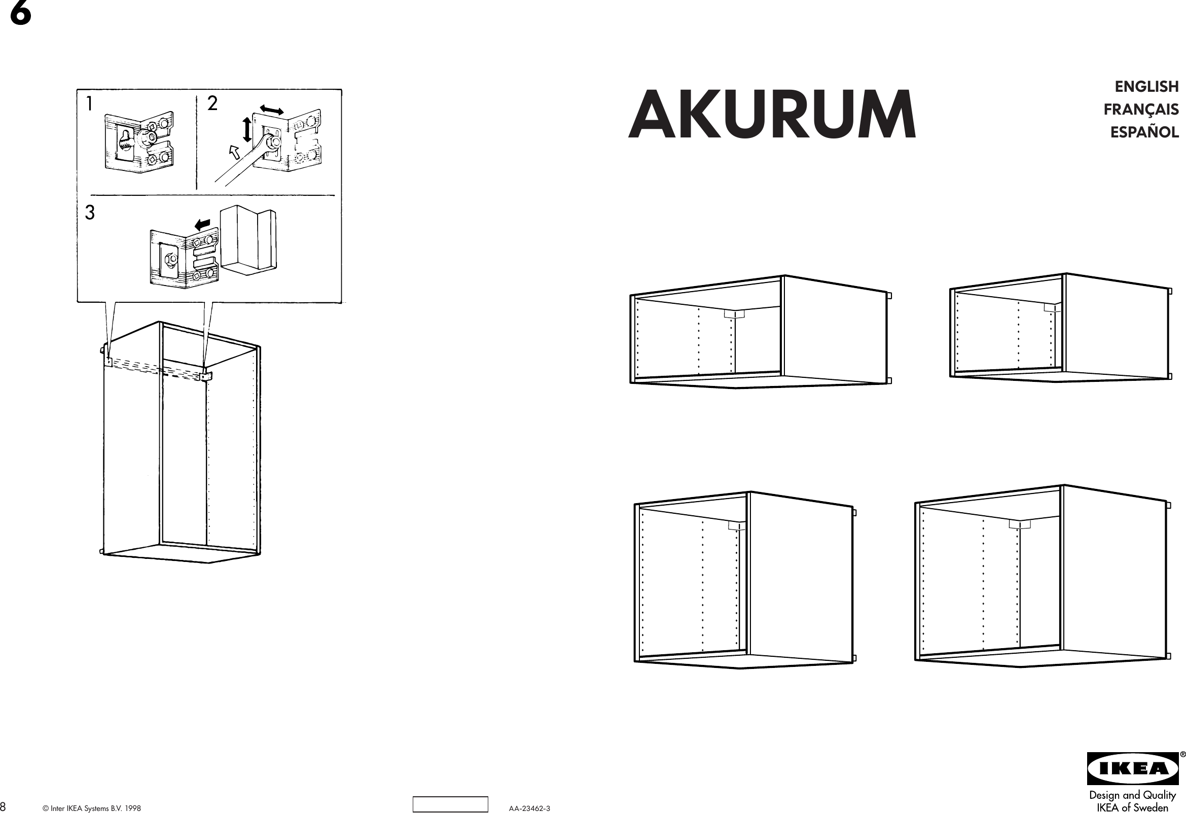 Ikea Akurum Wall Top Cabinet Frame Assembly Instruction 3