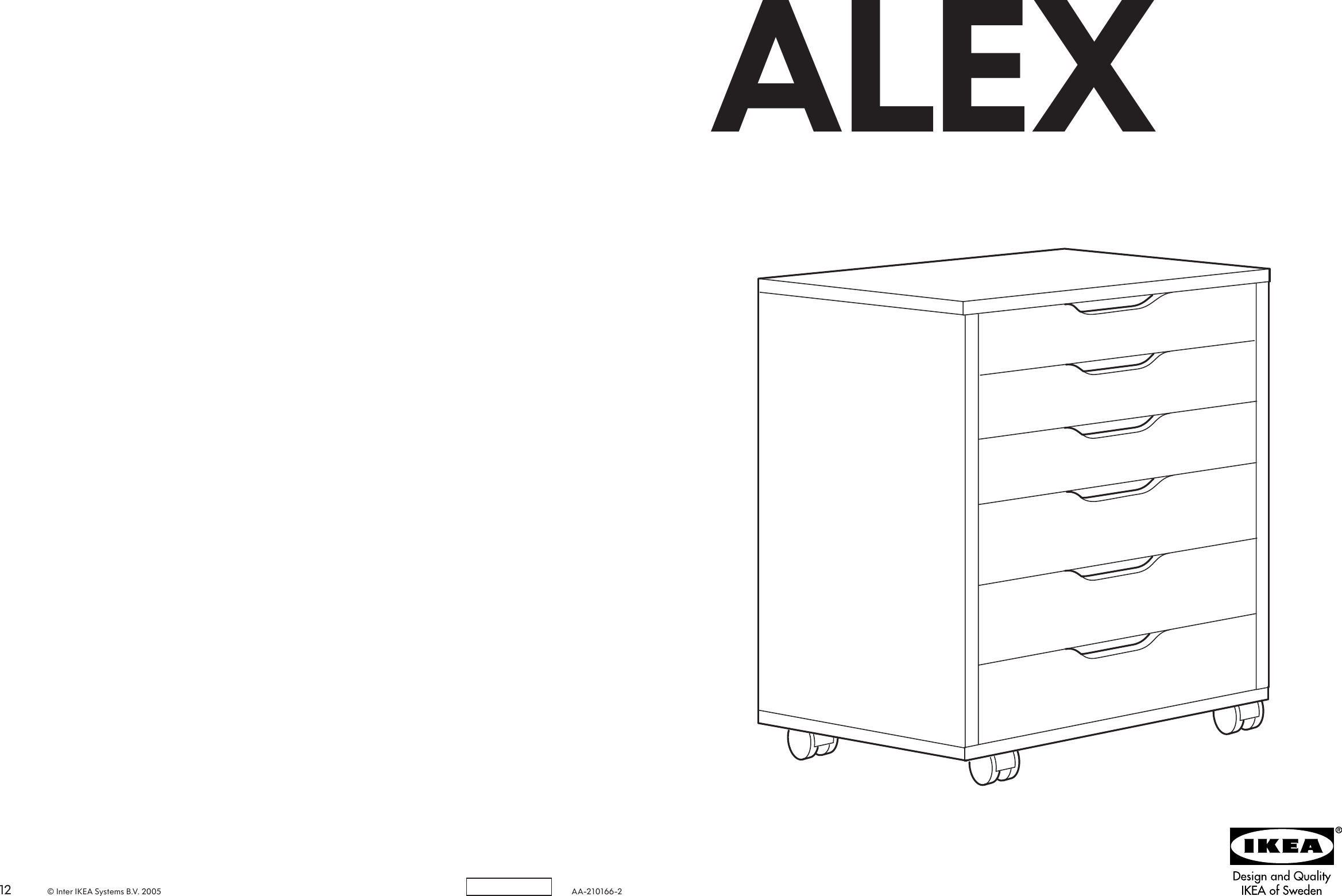 Page 1 of 6 - Ikea Ikea-Alex-Drawer-Unit-Casters-Wht-Assembly-Instruction