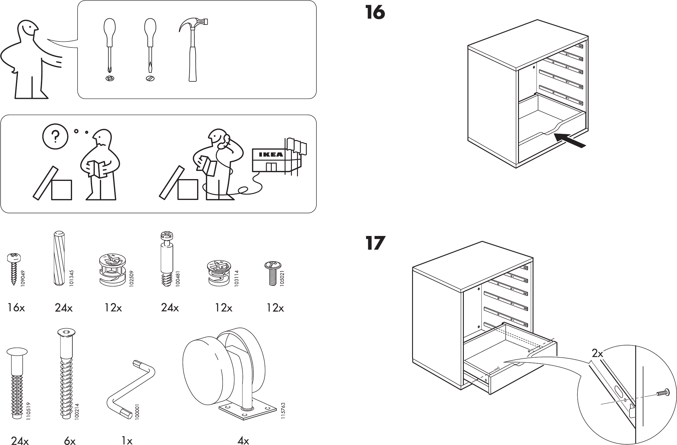 Ikea Alex Drawer Unit Casters Wht Assembly Instruction