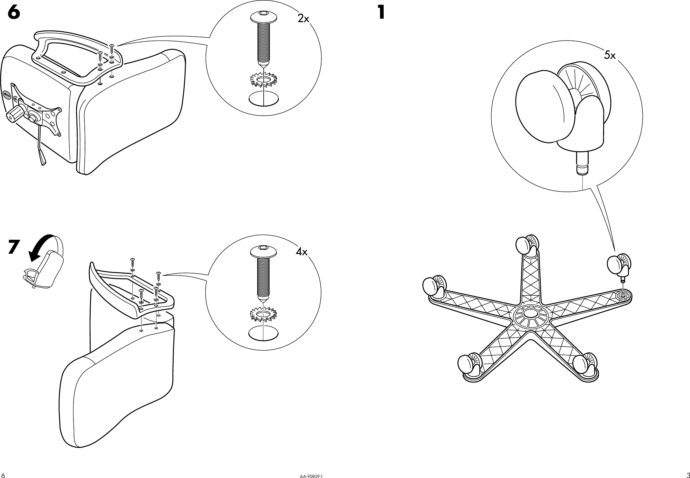 Ikea Allak Swivel Chair Blk Cf Assembly Instruction 3