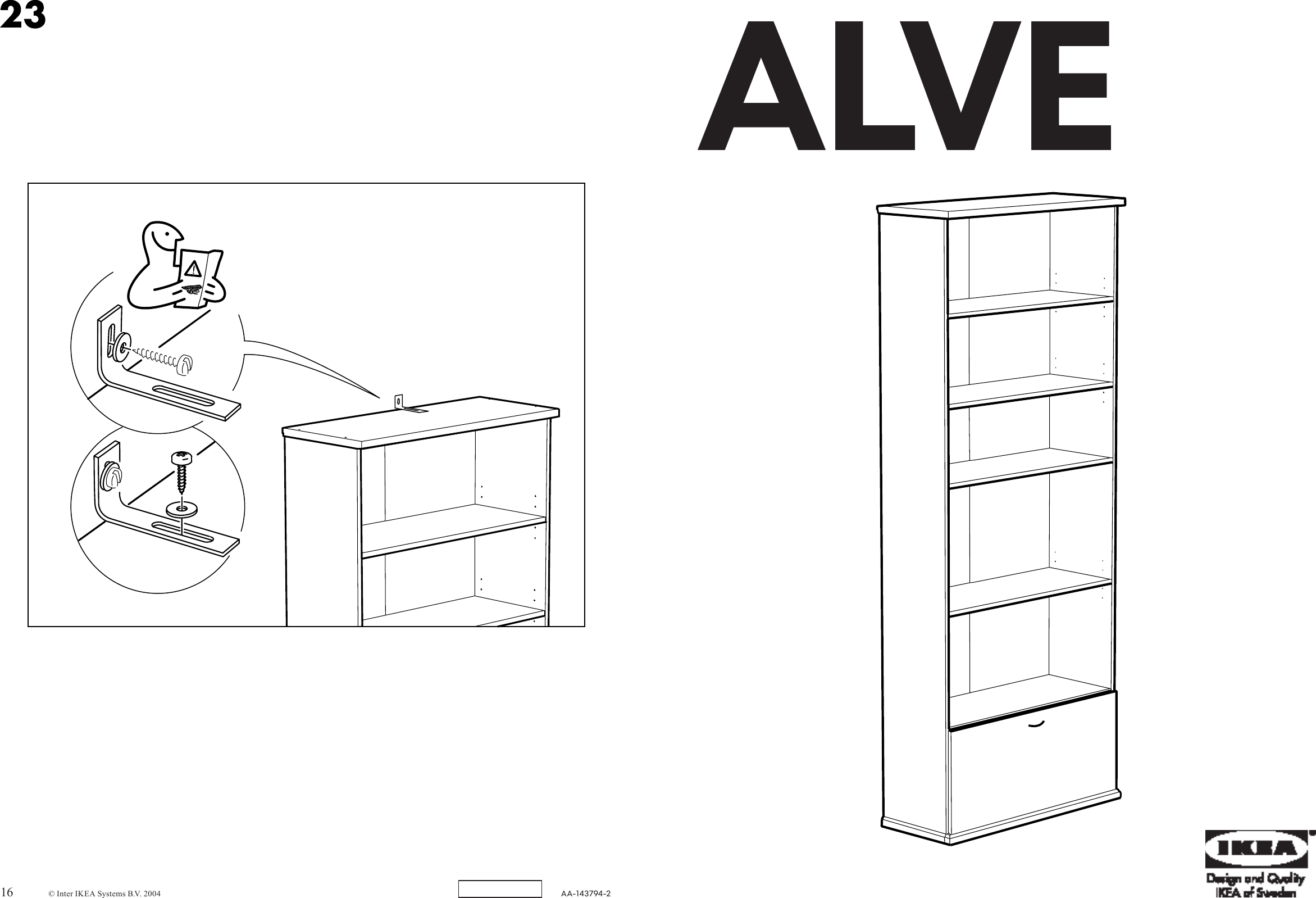 Page 1 of 8 - Ikea Ikea-Alve-Bookcase-W-Drawer-32-1-4X81-1-8-Assembly-Instruction