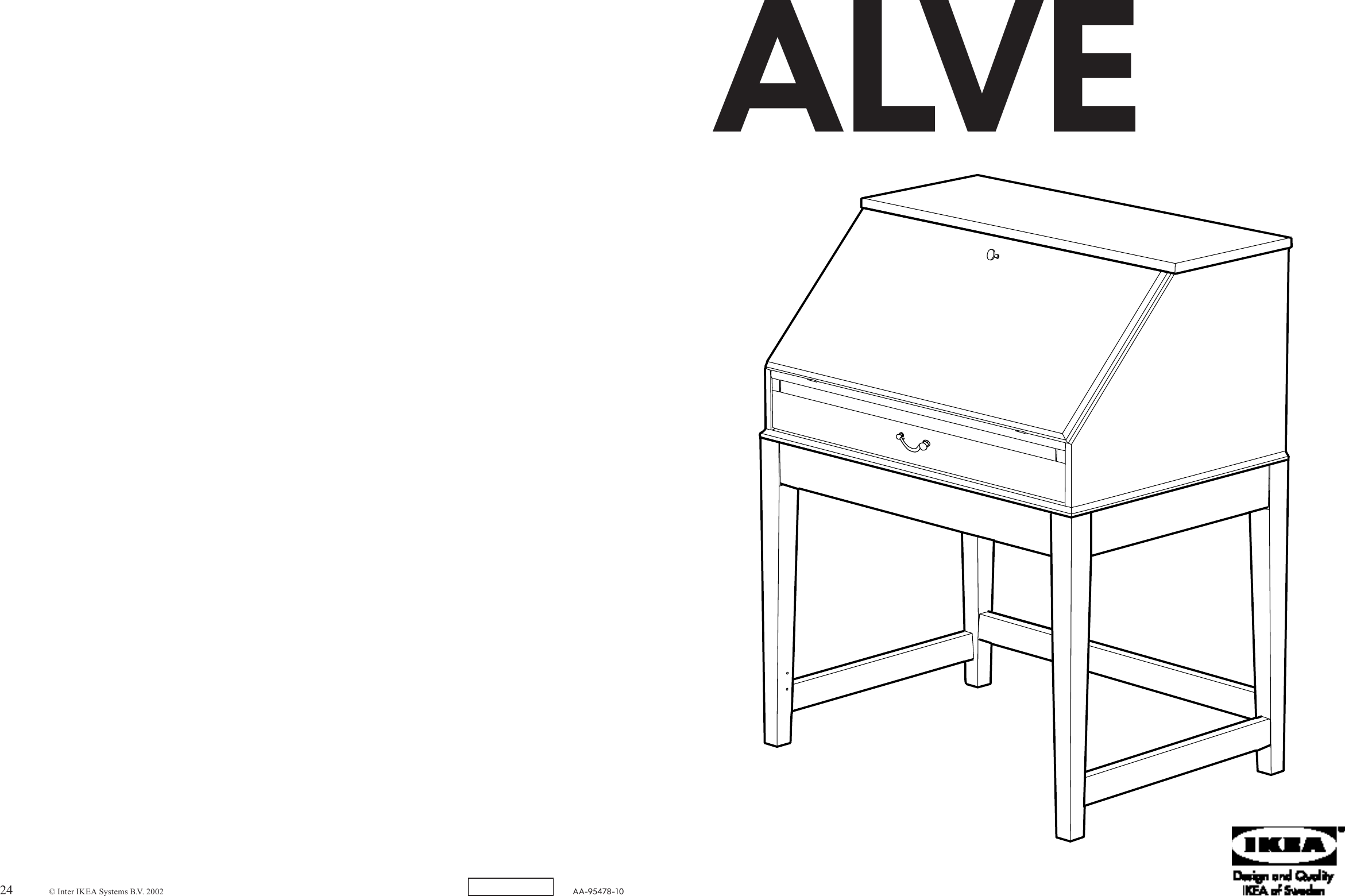 Page 1 of 12 - Ikea Ikea-Alve-Secretary-31-7-8X40-1-8-Assembly-Instruction