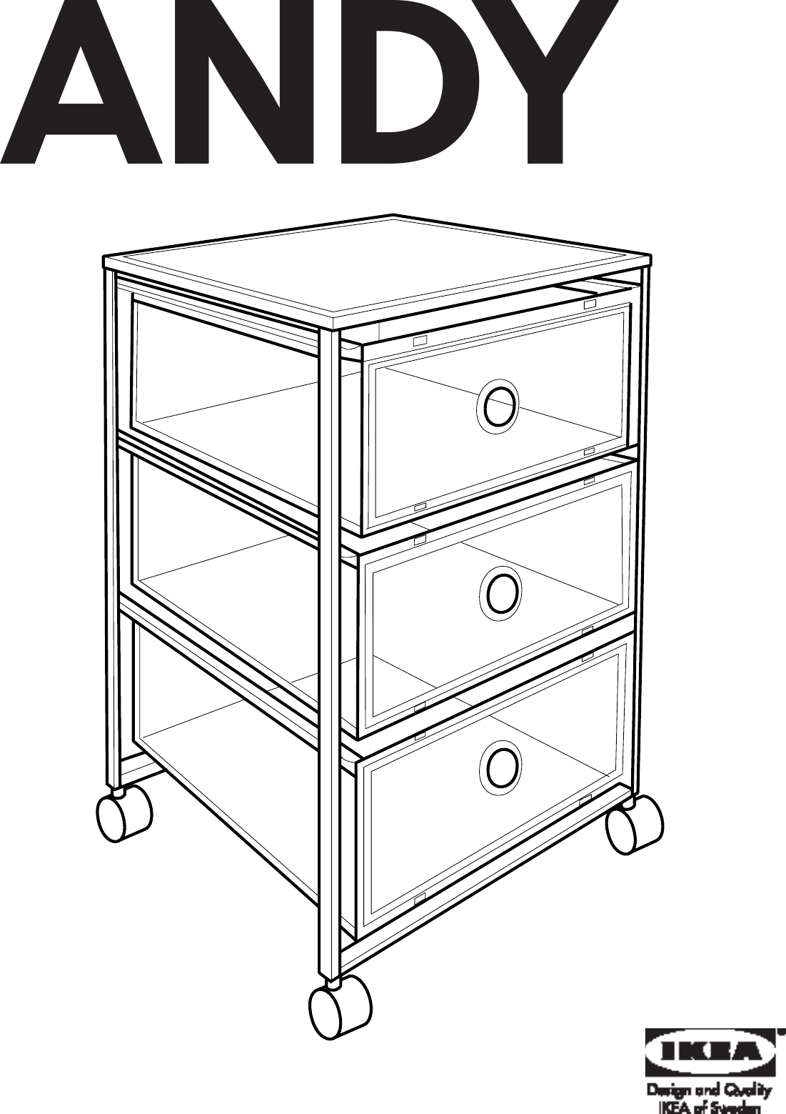 Page 1 of 8 - Ikea Ikea-Andy-Drawer-Unit-W-Casters-15X23-Assembly-Instruction
