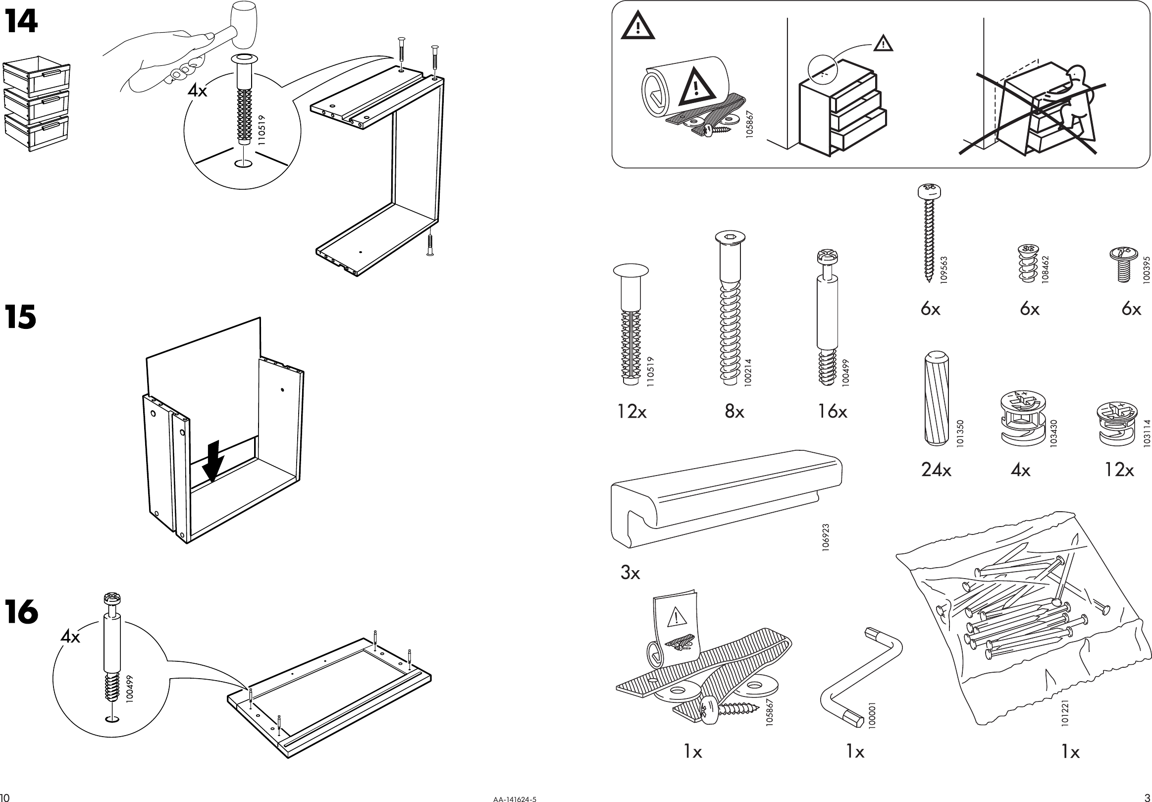 Page 3 of 6 - Ikea Ikea-Aneboda-Chest-3Draw-16X32-Wht-Assembly-Instruction