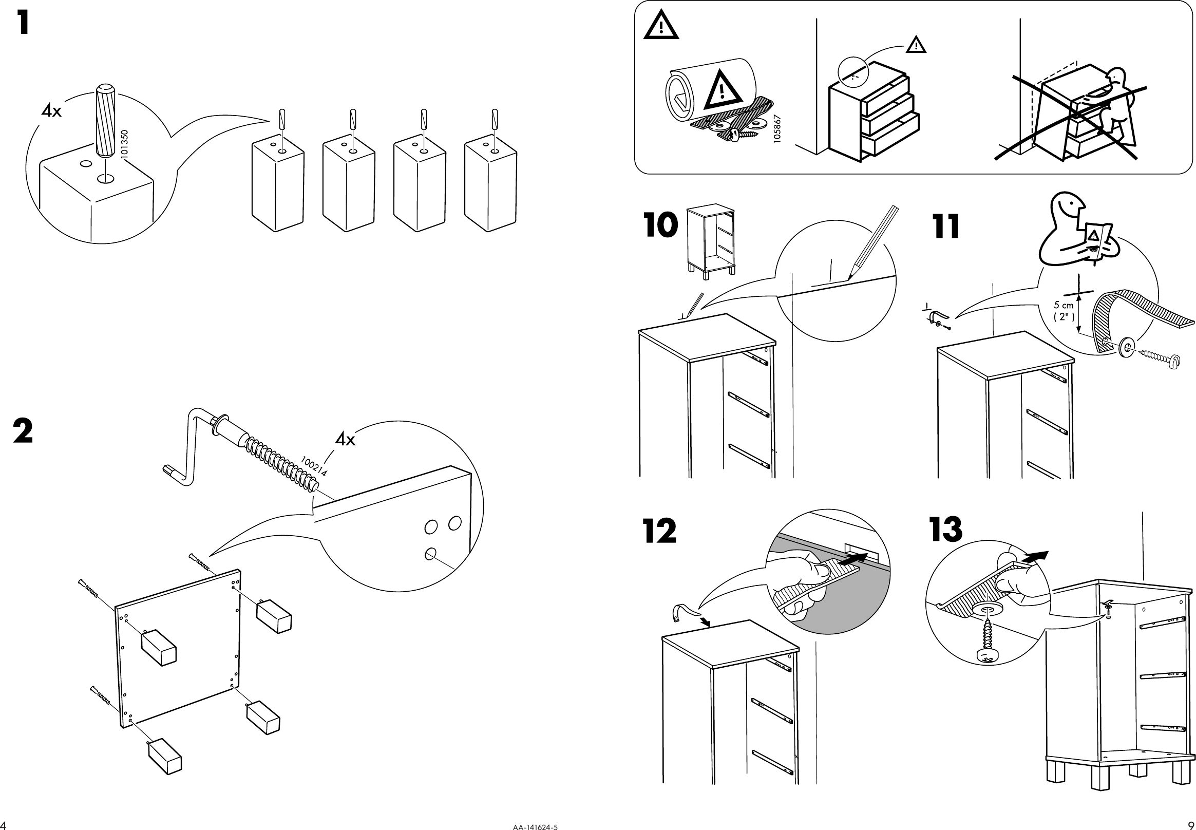 Page 4 of 6 - Ikea Ikea-Aneboda-Chest-3Draw-16X32-Wht-Assembly-Instruction
