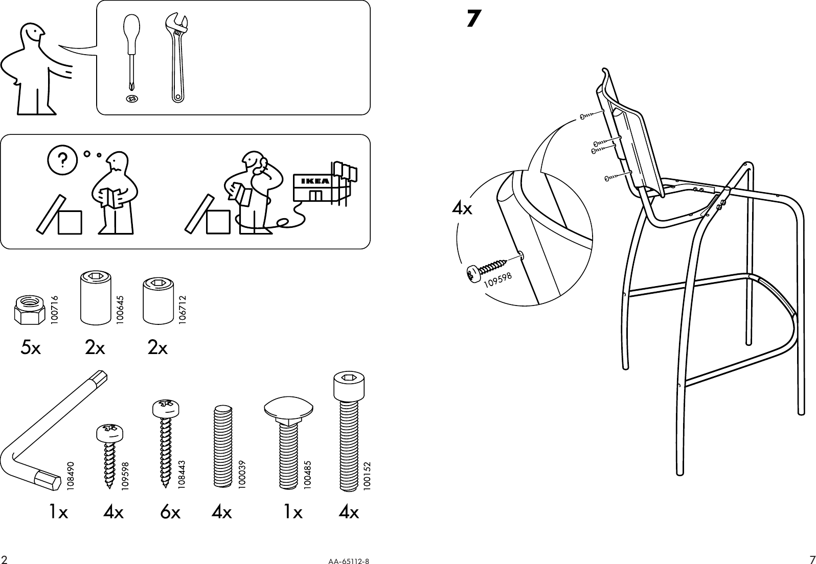 Page 2 of 4 - Ikea Ikea-Anssi-Bar-Stool-Backrest-29-Blk-Assembly-Instruction-2  Ikea-anssi-bar-stool-backrest-29-blk-assembly-instruction