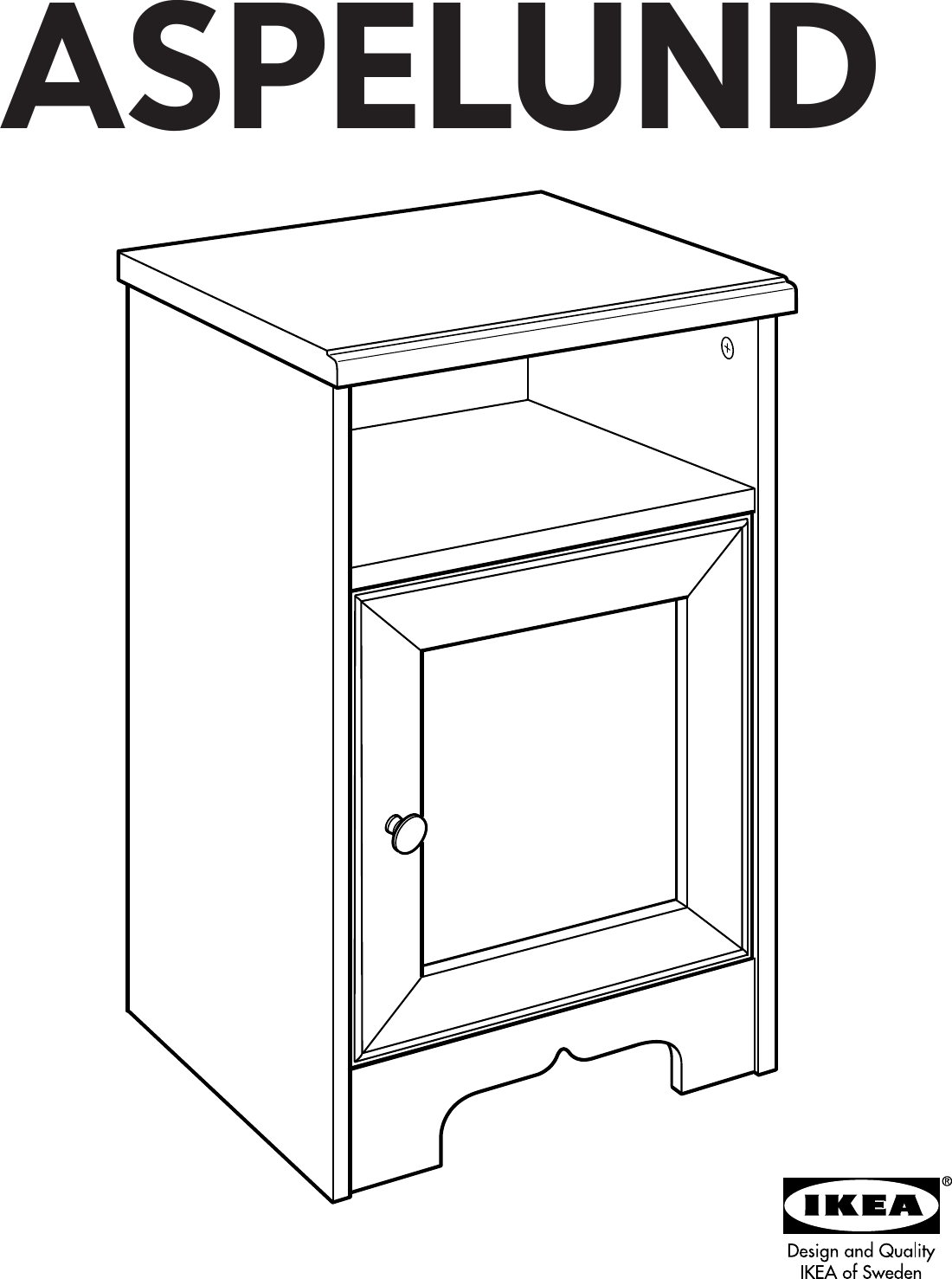 Ikea Aspelund Bedside Table 14x14 Assembly Instruction