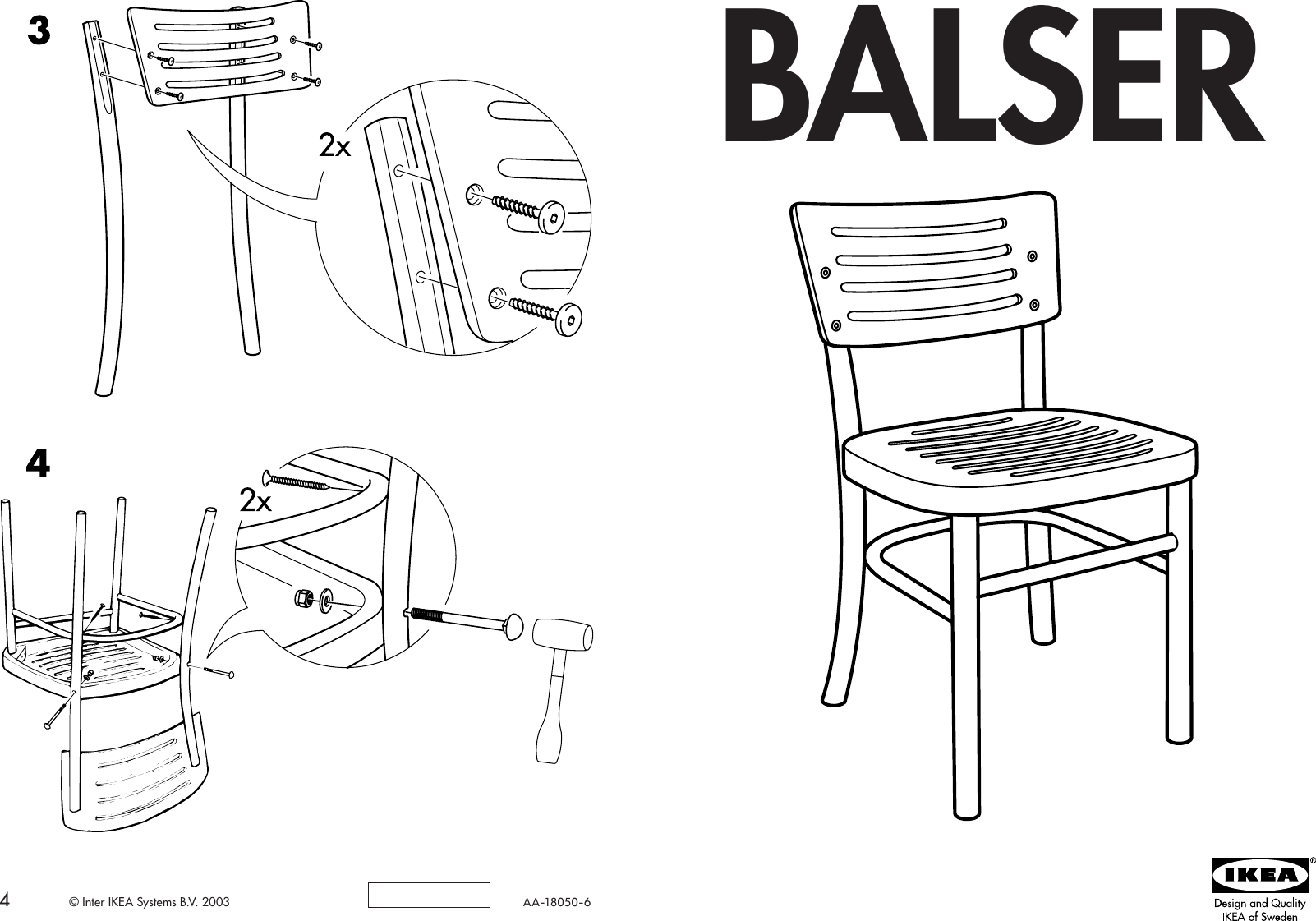 Page 1 of 2 - Ikea Ikea-Balser-Chair-Assembly-Instruction
