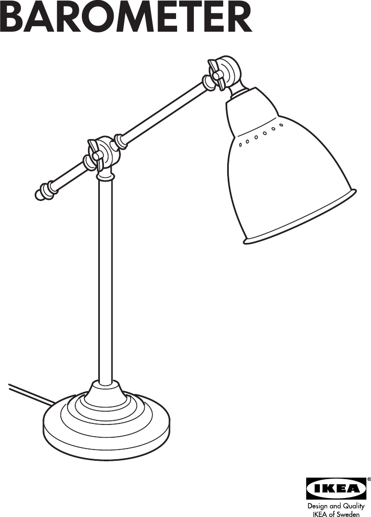 Barometer Work Lamp Assembly, Lamp Assembly Instructions
