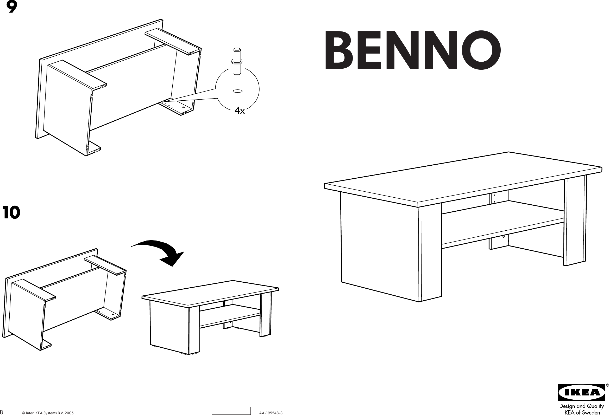 Ikea Benno Coffee Table 46 1 2x23 5 8 Assembly Instruction
