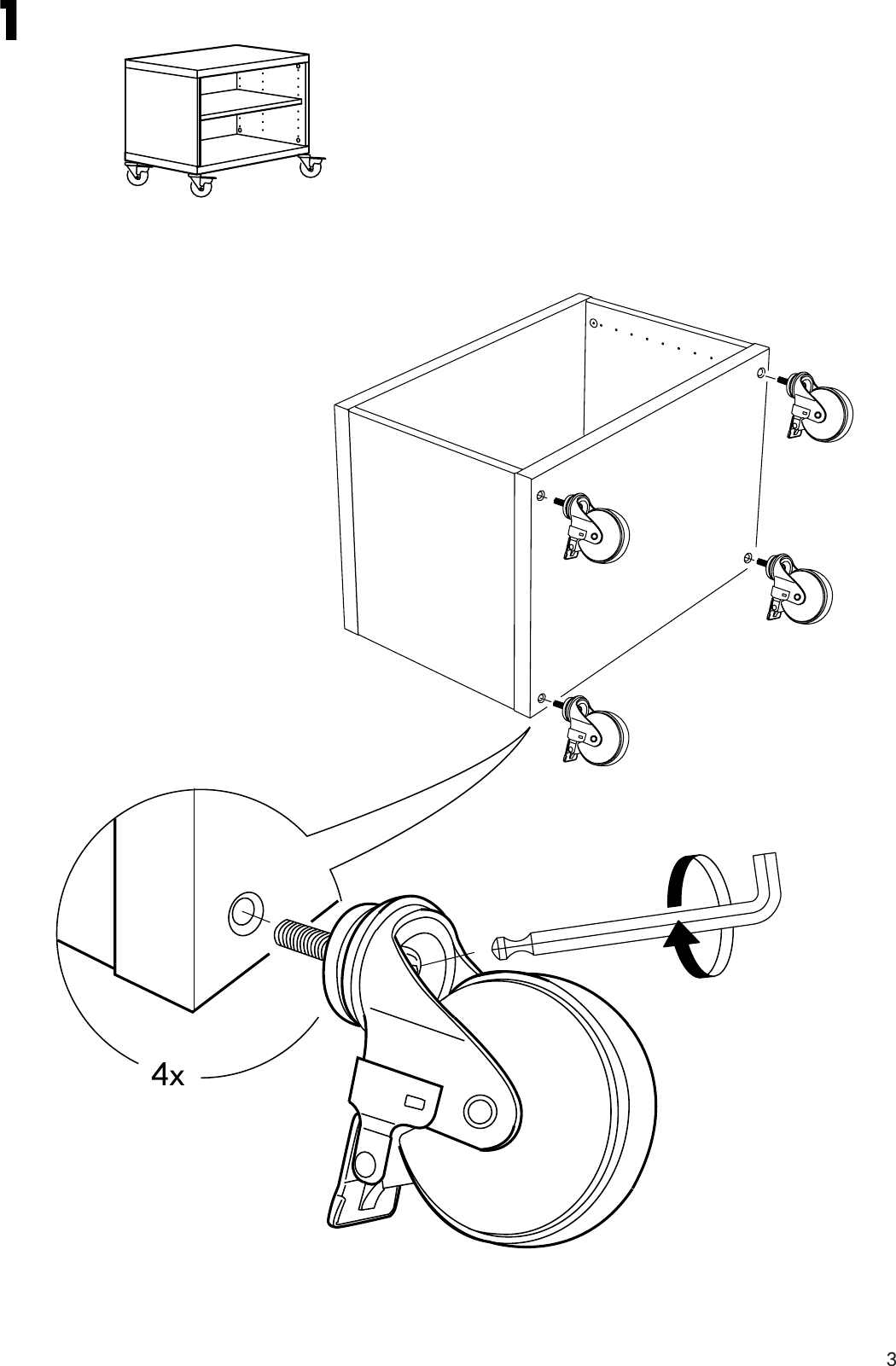 Page 3 of 4 - Ikea Ikea-Besta-Castors-Assembly-Instruction