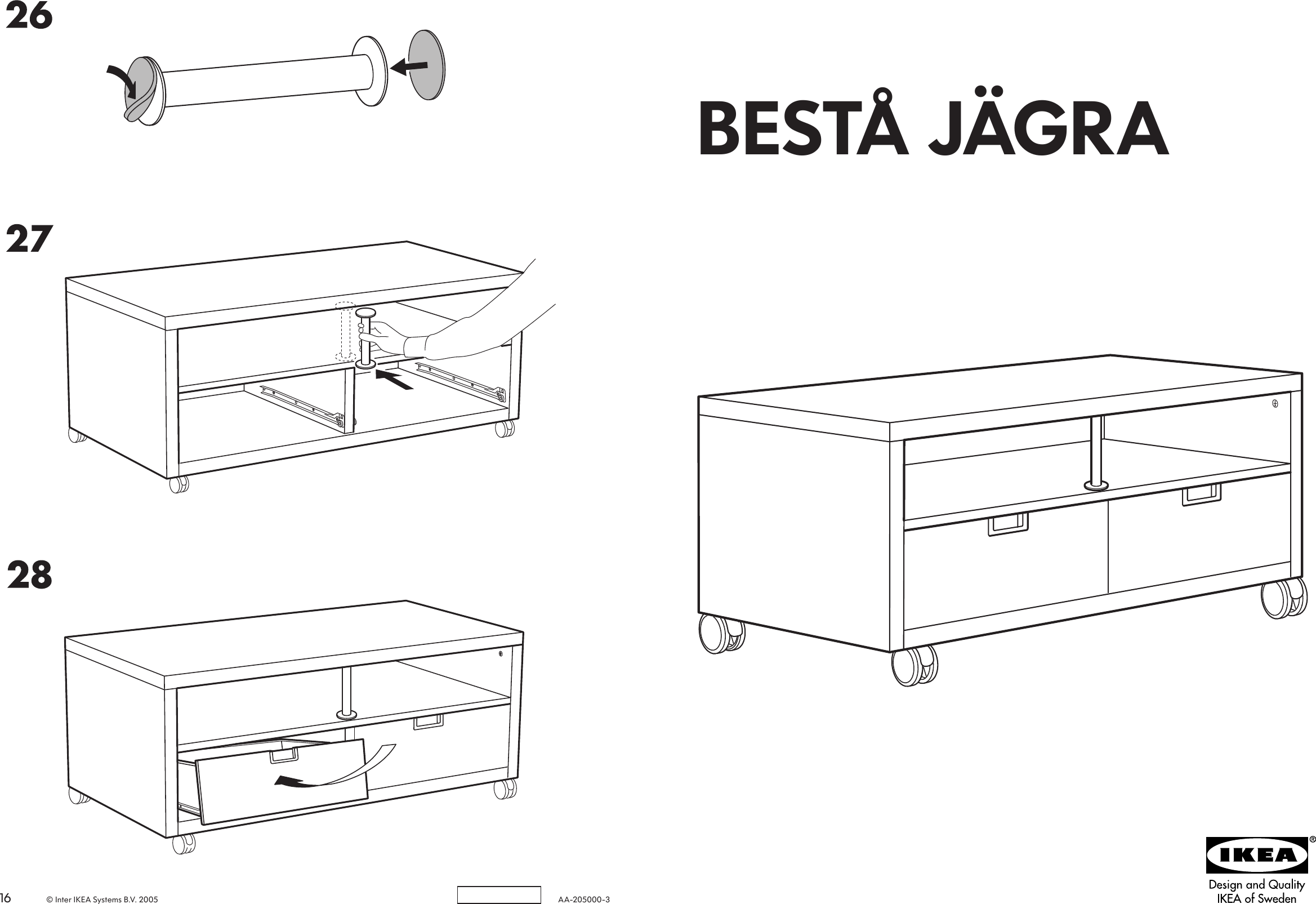 Page 1 of 8 - Ikea Ikea-Besta-Jagra-Tv-Unit-Casters-47X24-Assembly-Instruction
