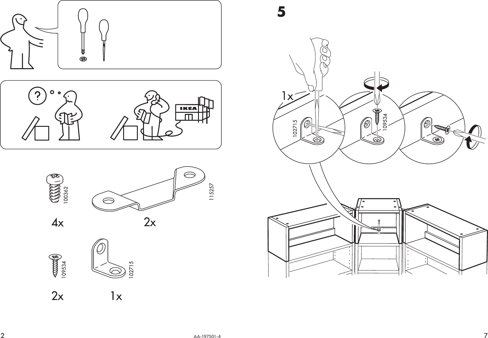 Page 2 of 4 - Ikea Ikea-Billy-Corner-Hardware-2Pk-Assembly-Instruction