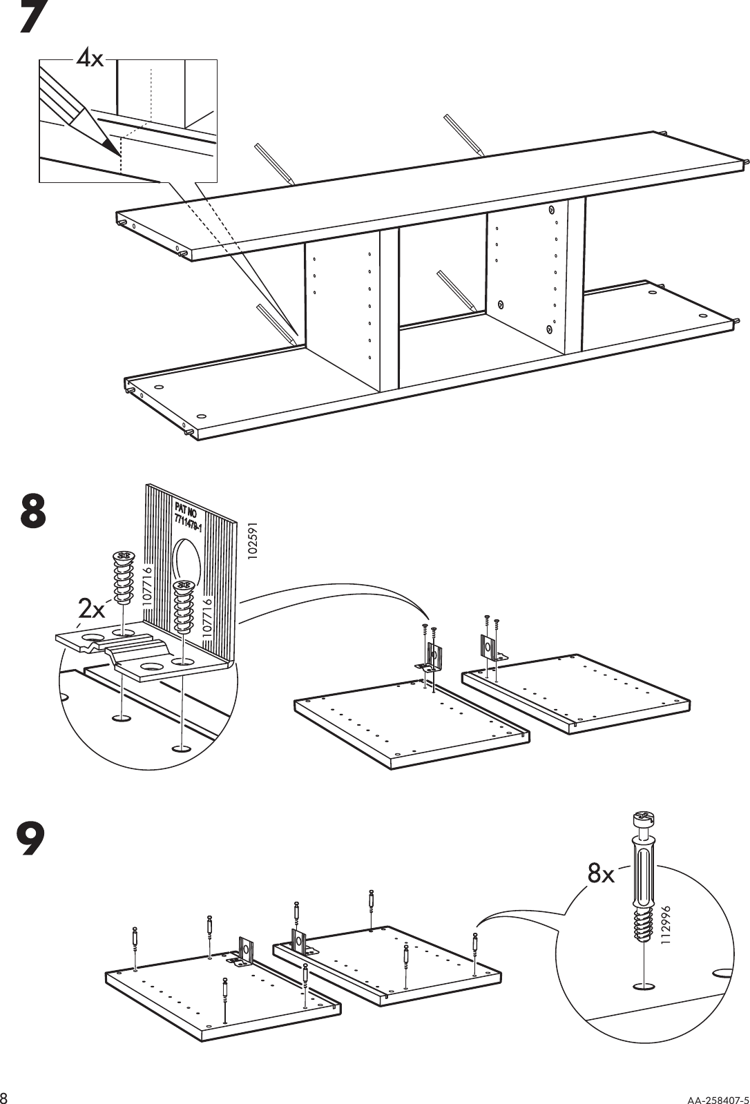Page 8 of 12 - Ikea Ikea-Billy-Wall-Shelf-47X14-Assembly-Instruction