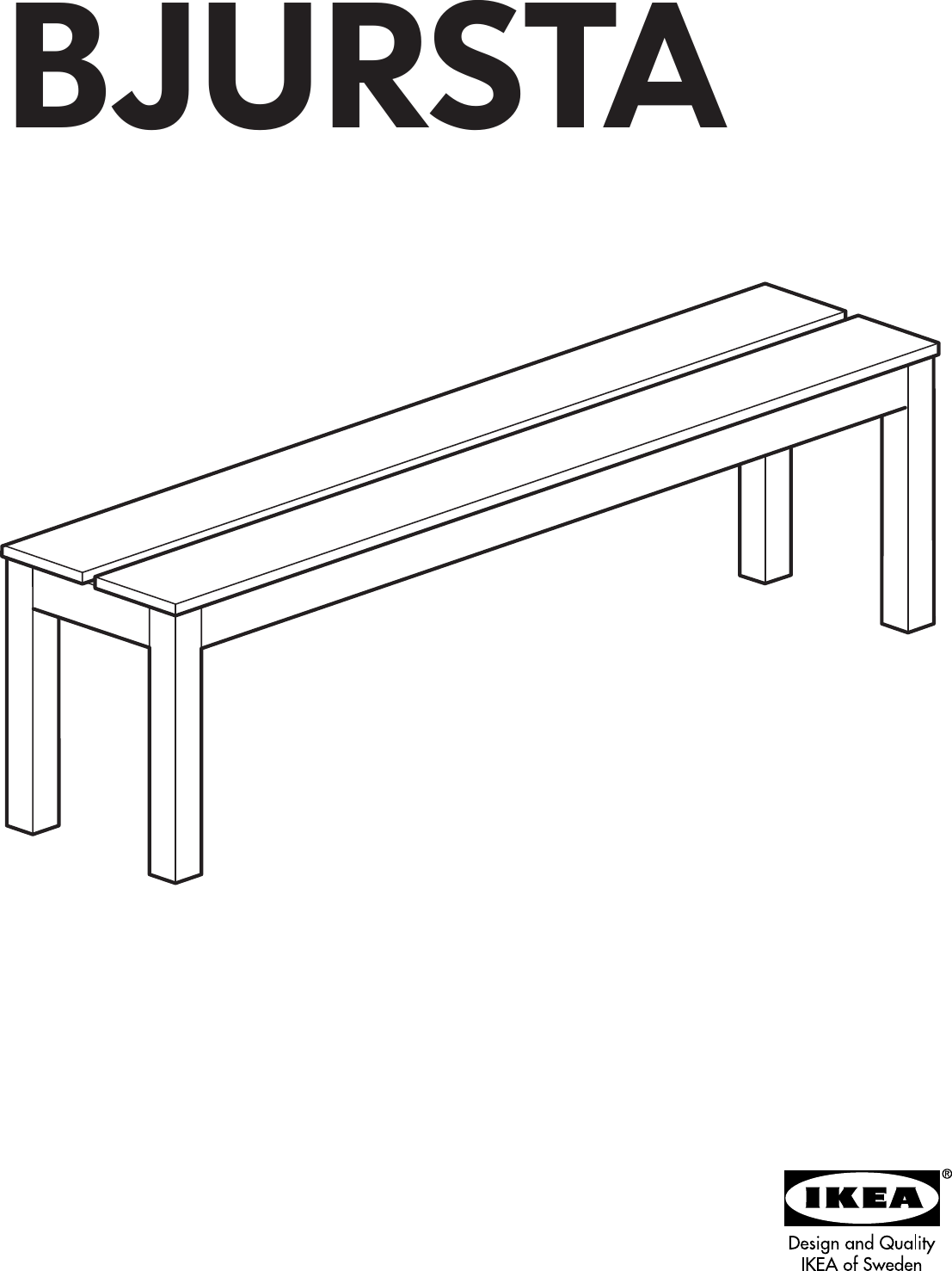 Page 1 of 12 - Ikea Ikea-Bjursta-Bench-Assembly-Instruction
