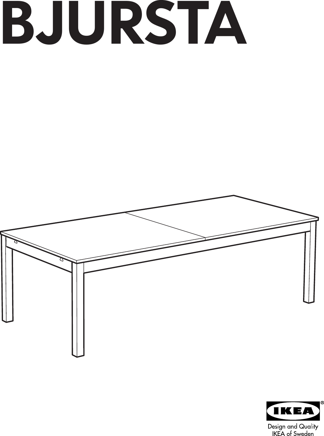 Page 1 of 12 - Ikea Ikea-Bjursta-Extendable-Dining-Table-94-114-133X43-Assembly-Instruction