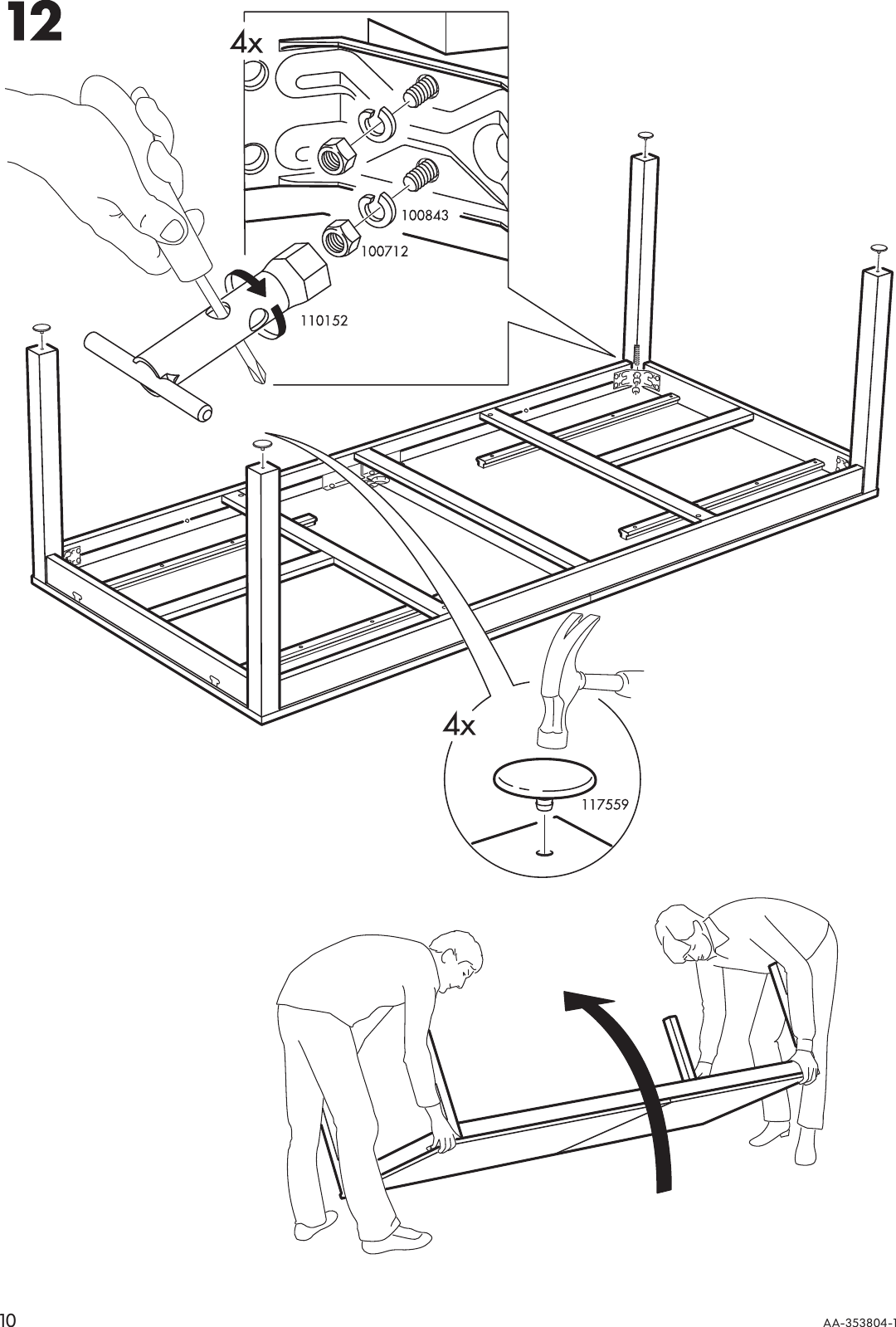 Page 10 of 12 - Ikea Ikea-Bjursta-Extendable-Dining-Table-94-114-133X43-Assembly-Instruction