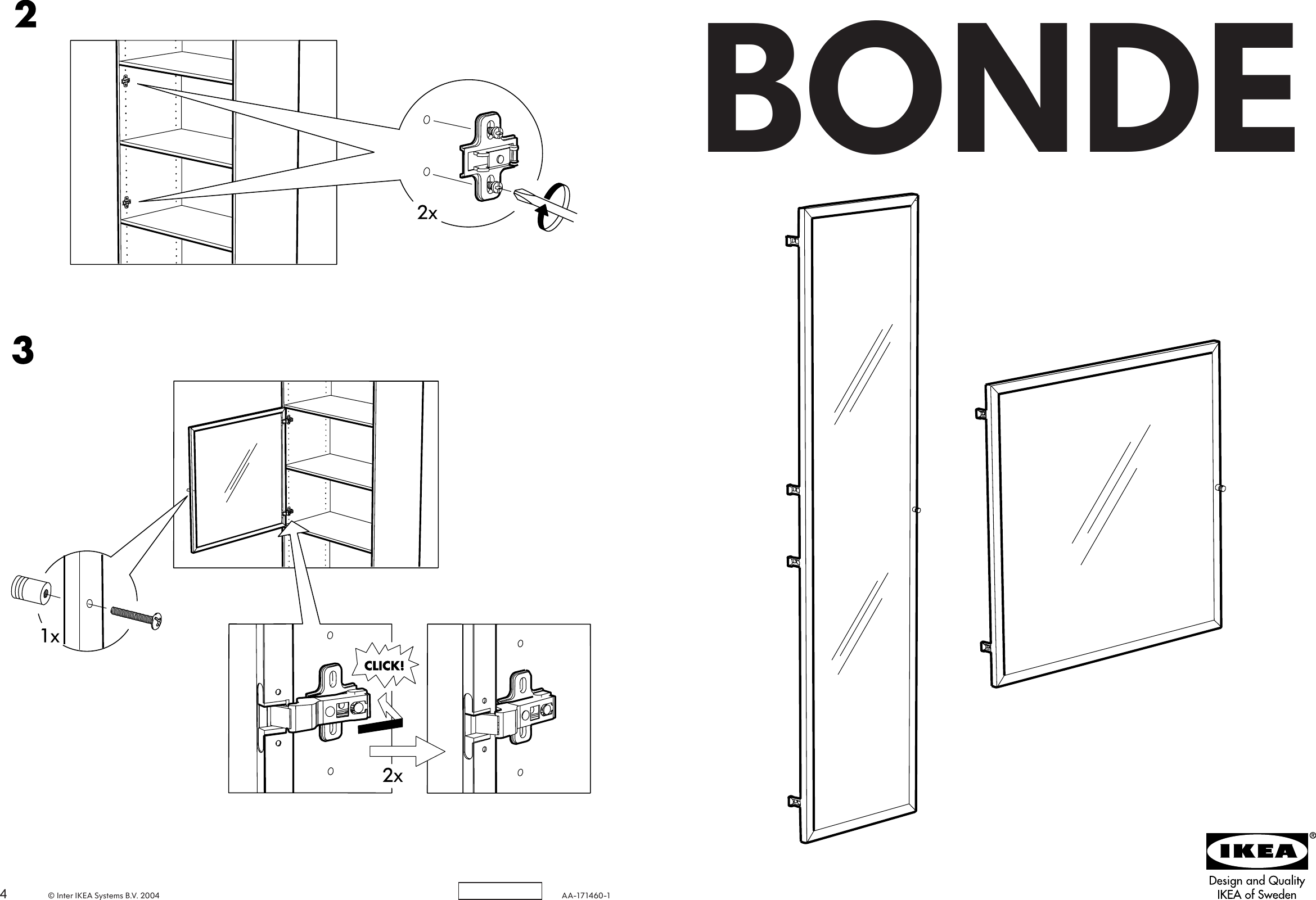 Page 1 of 2 - Ikea Ikea-Bonde-Glass-Door-28X28-Assembly-Instruction-2  Ikea-bonde-glass-door-28x28-assembly-instruction