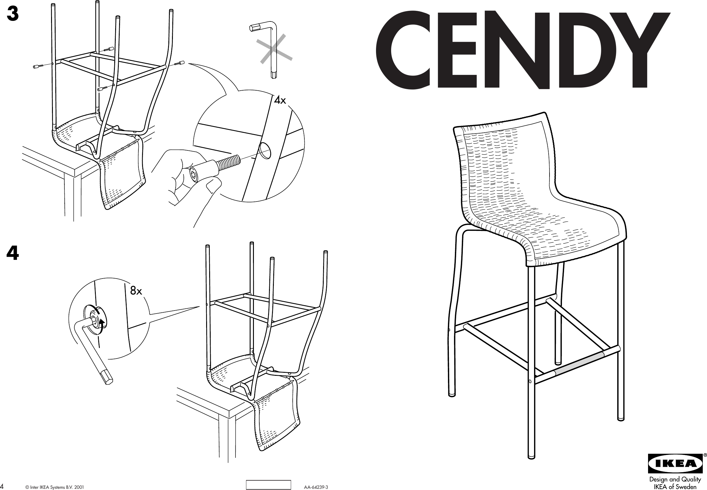 Page 1 of 2 - Ikea Ikea-Cendy-Bar-Stool-Backrst-Assembly-Instruction