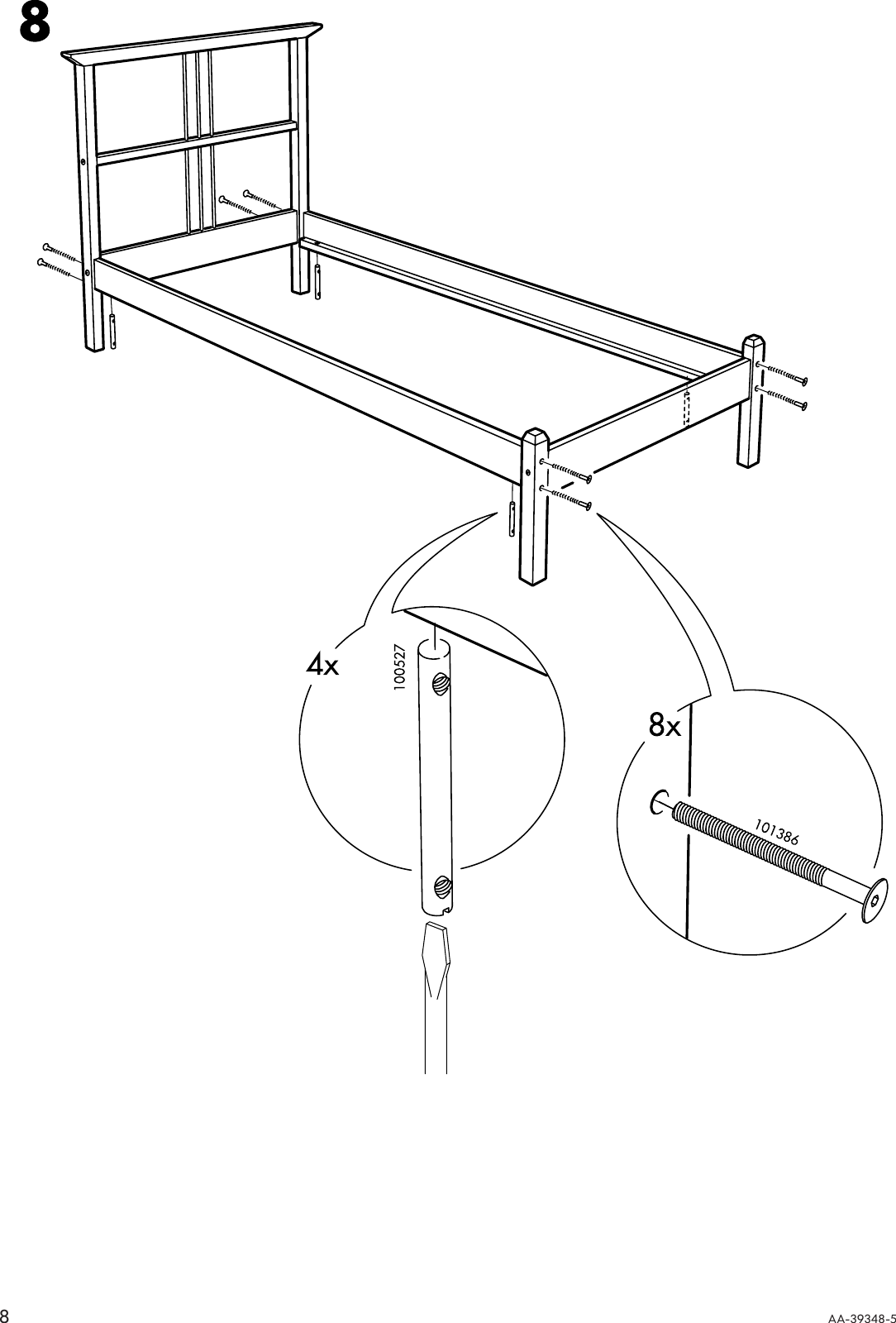 Page 8 of 12 - Ikea Ikea-Dalselv-Bed-Frame-Twin-Assembly-Instruction