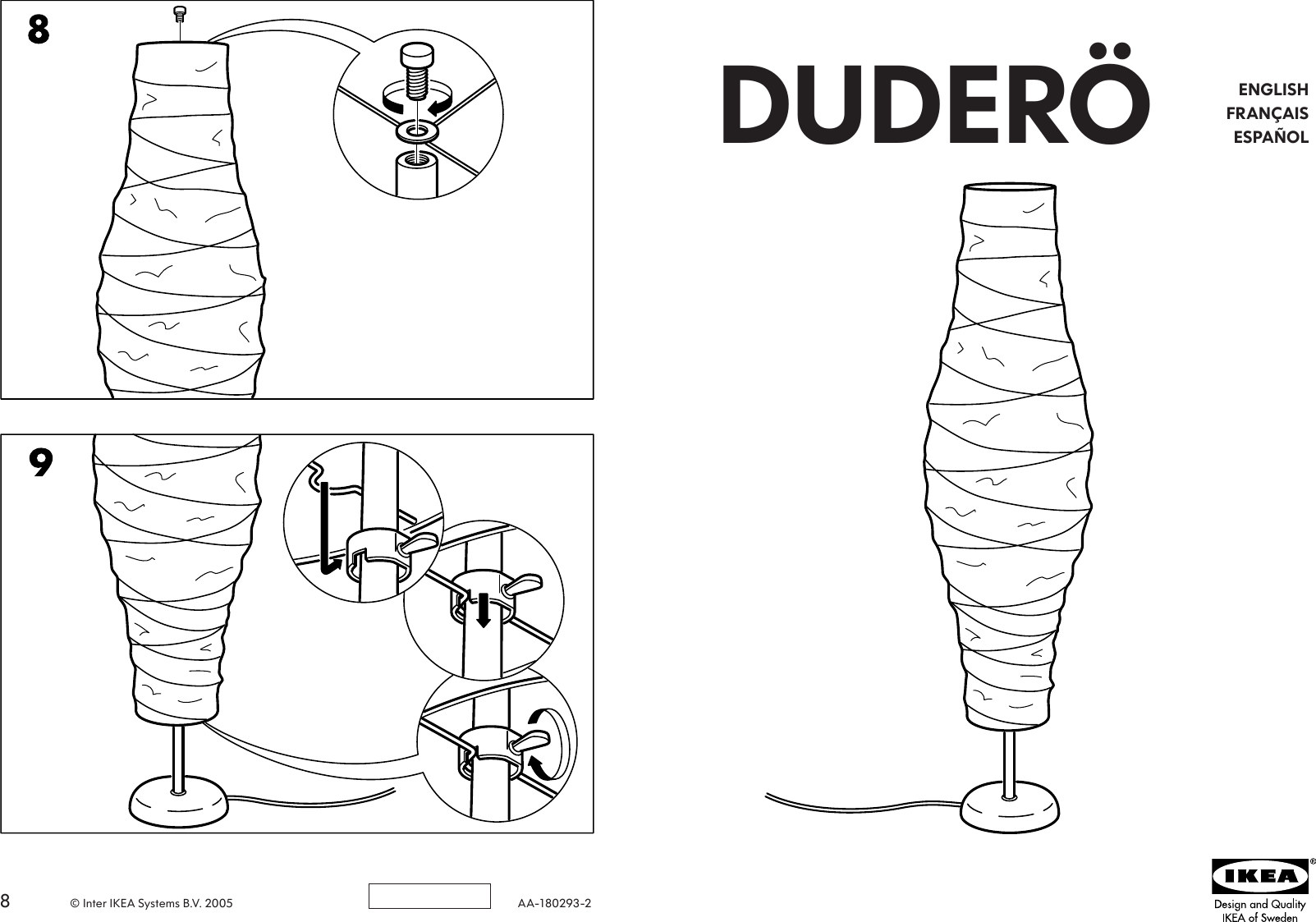 Ikea Dudero Aa 180293 2 Users Manual