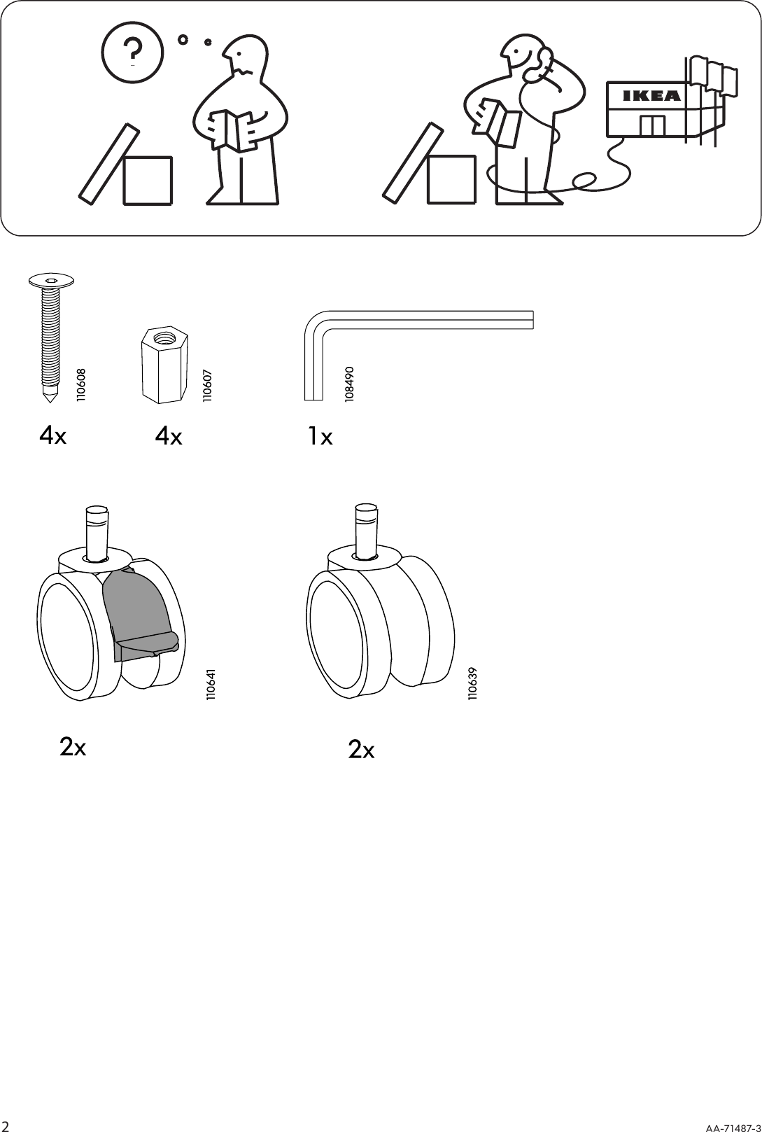 Page 2 of 4 - Ikea Ikea-Effektiv-Base-Casters-33-1-2-Assembly-Instruction